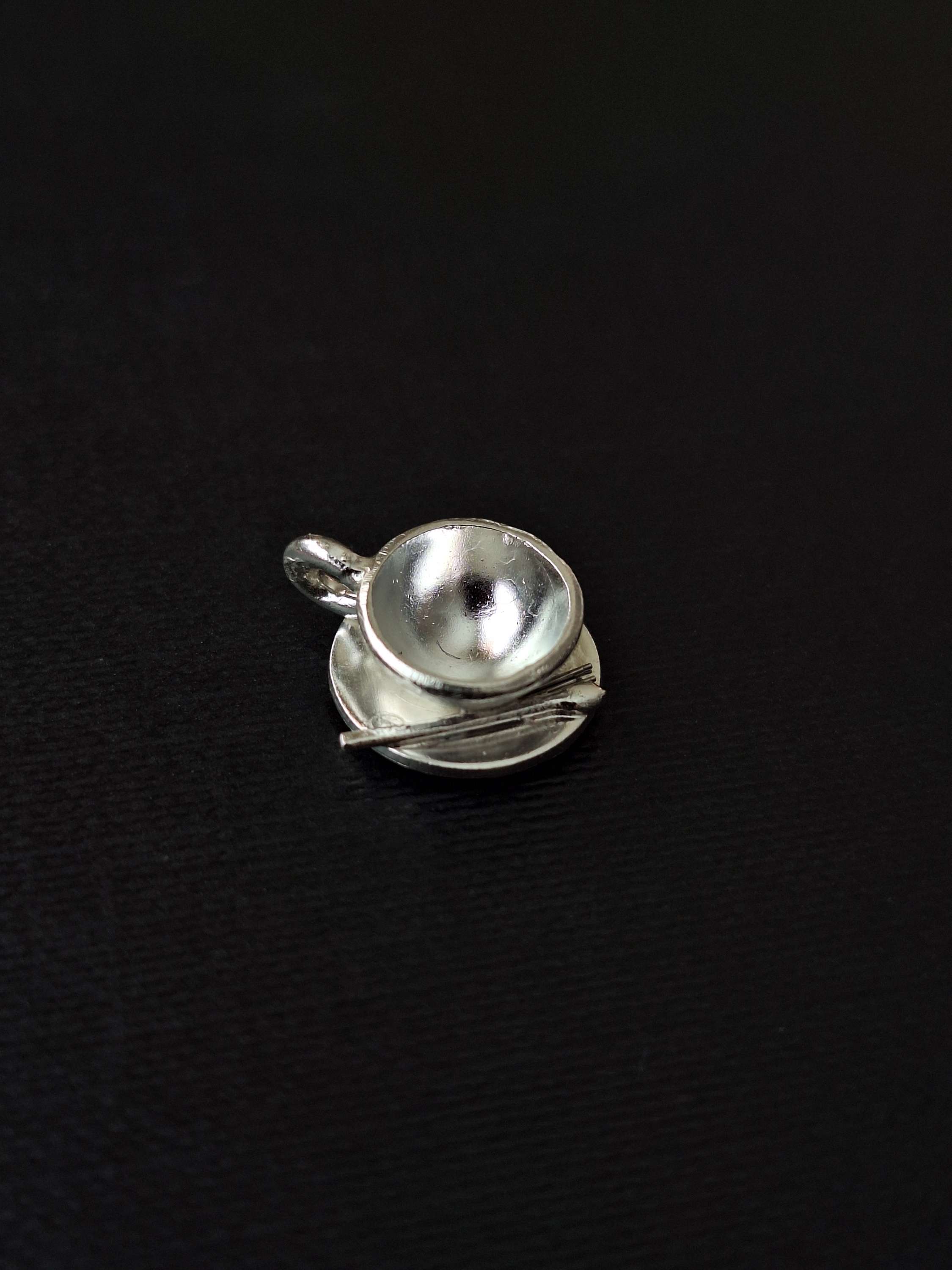Sterling silver cup and saucer necklace