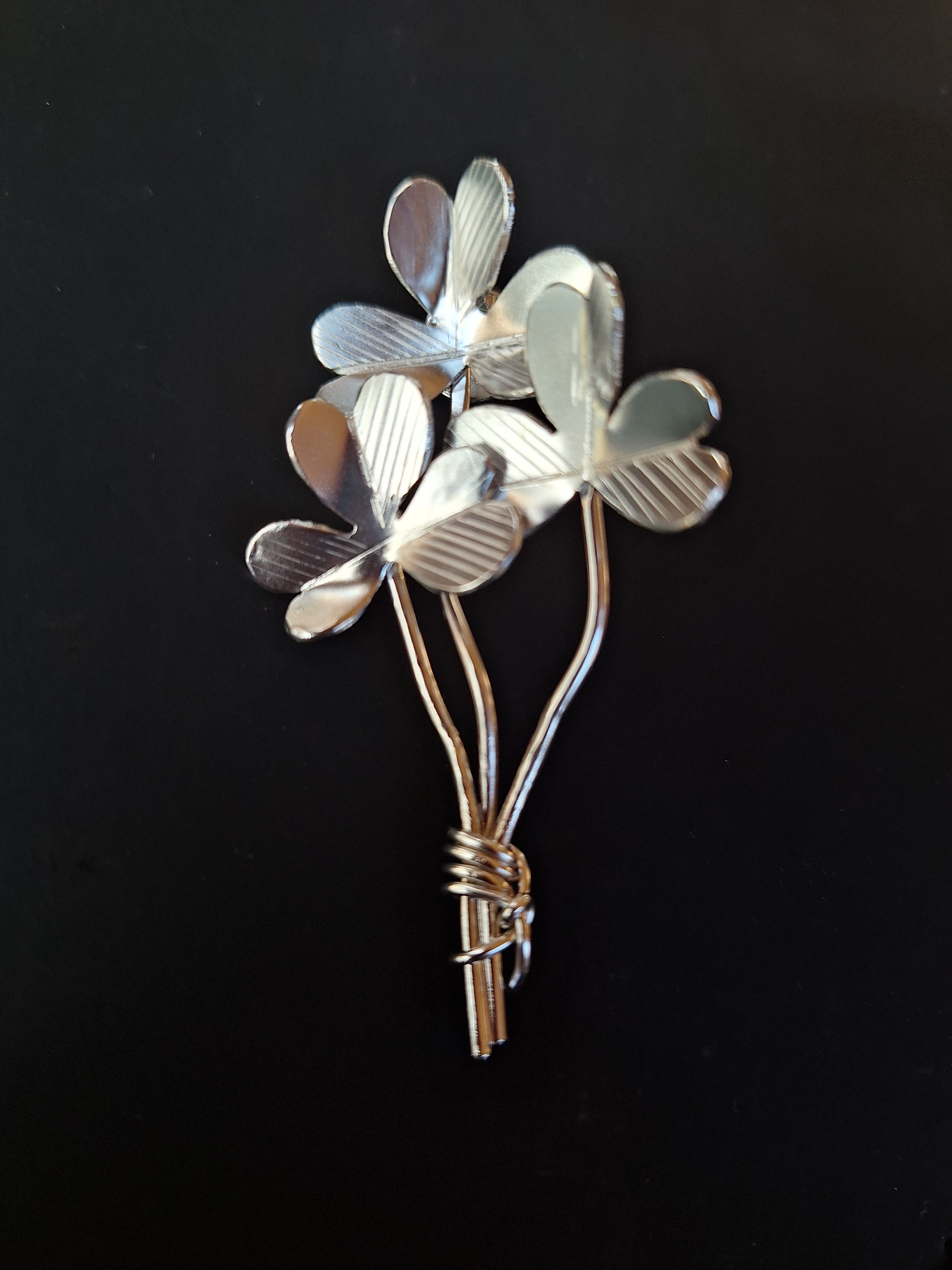 Sterling Silver Brunch of Shamrock Brooch