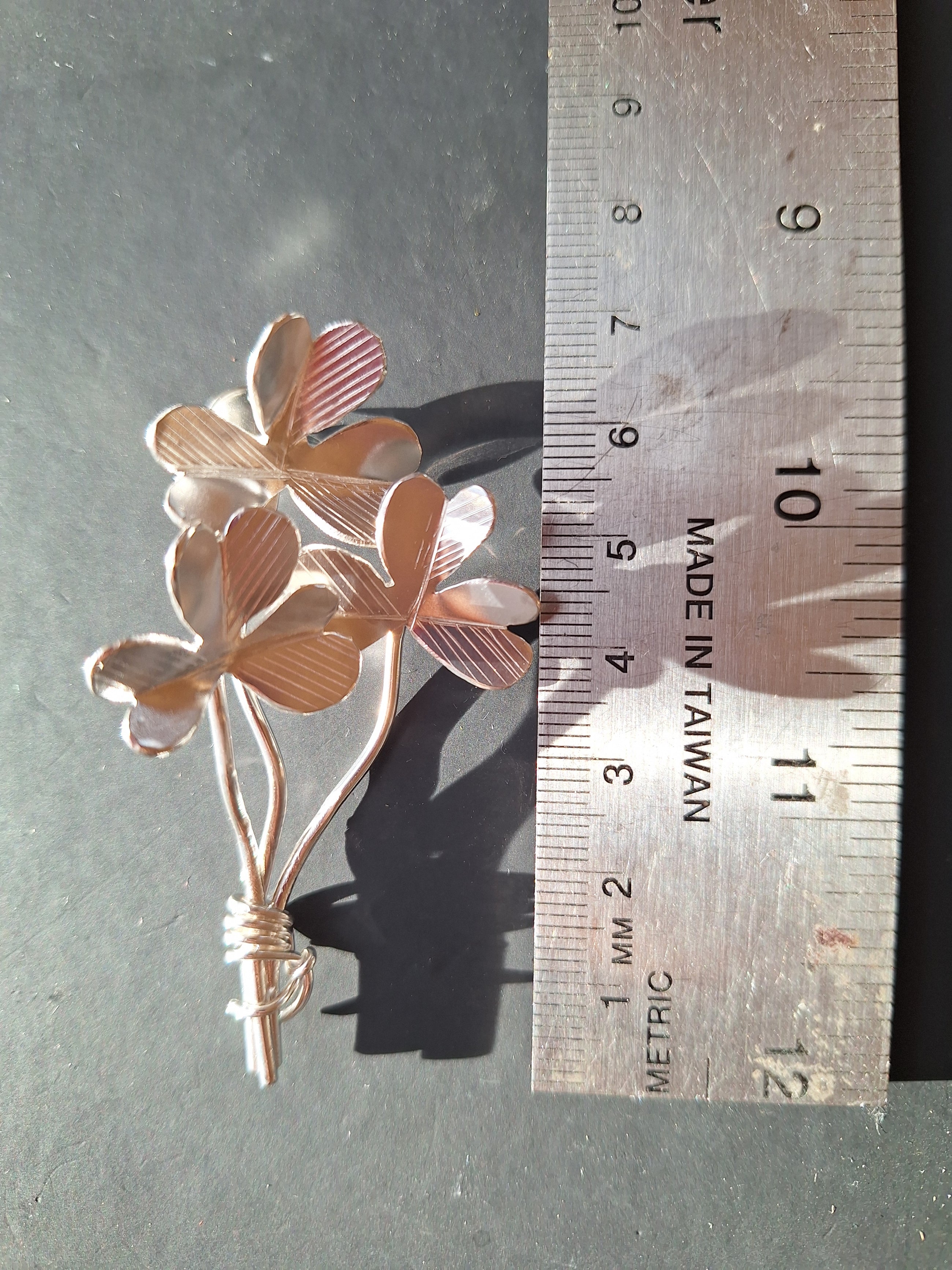 Sterling Silver Brunch of Shamrock Brooch