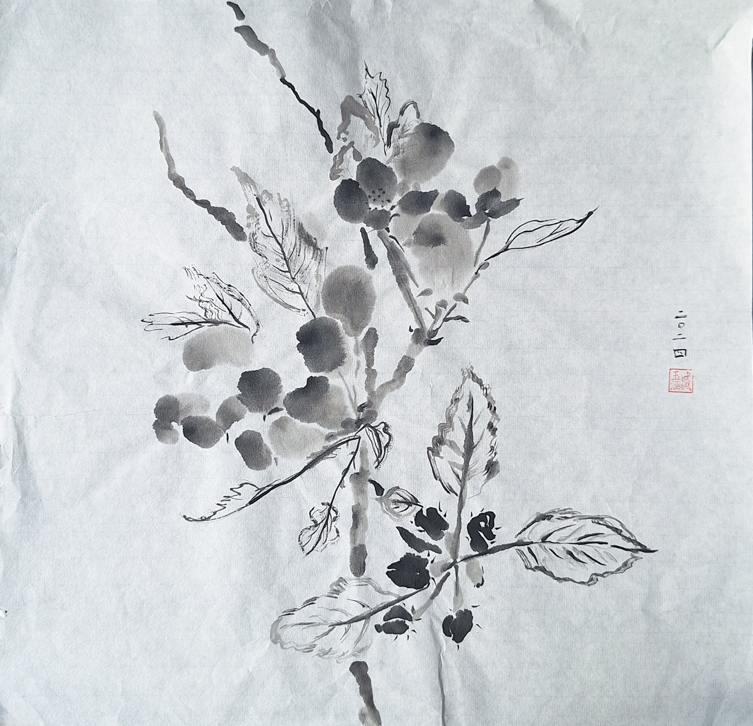 Chinese Ink Painting 'Apple Blossom 2' - Origional Art Work