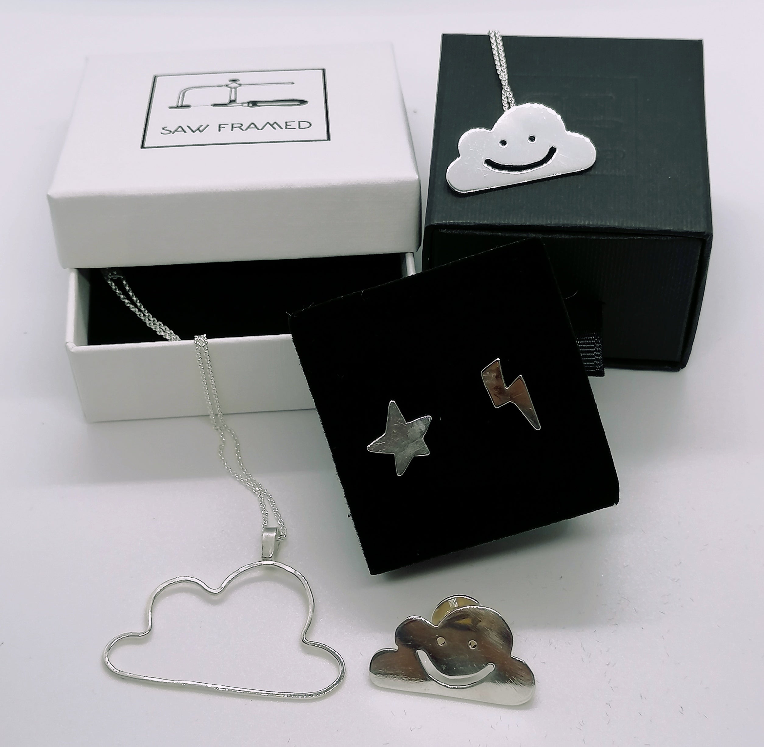 925 Sterling silver smiley cloud necklace