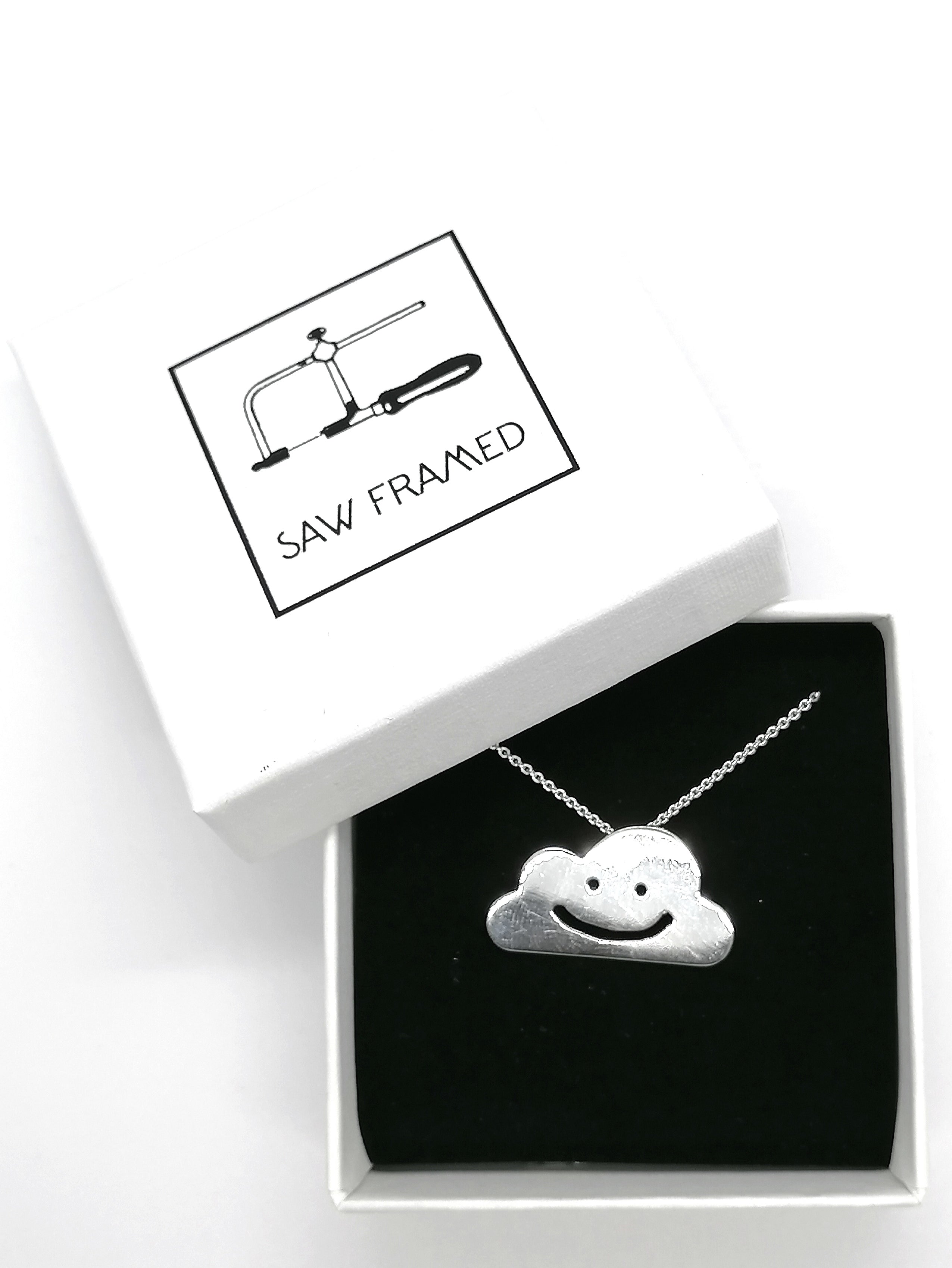 925 Sterling silver smiley cloud necklace