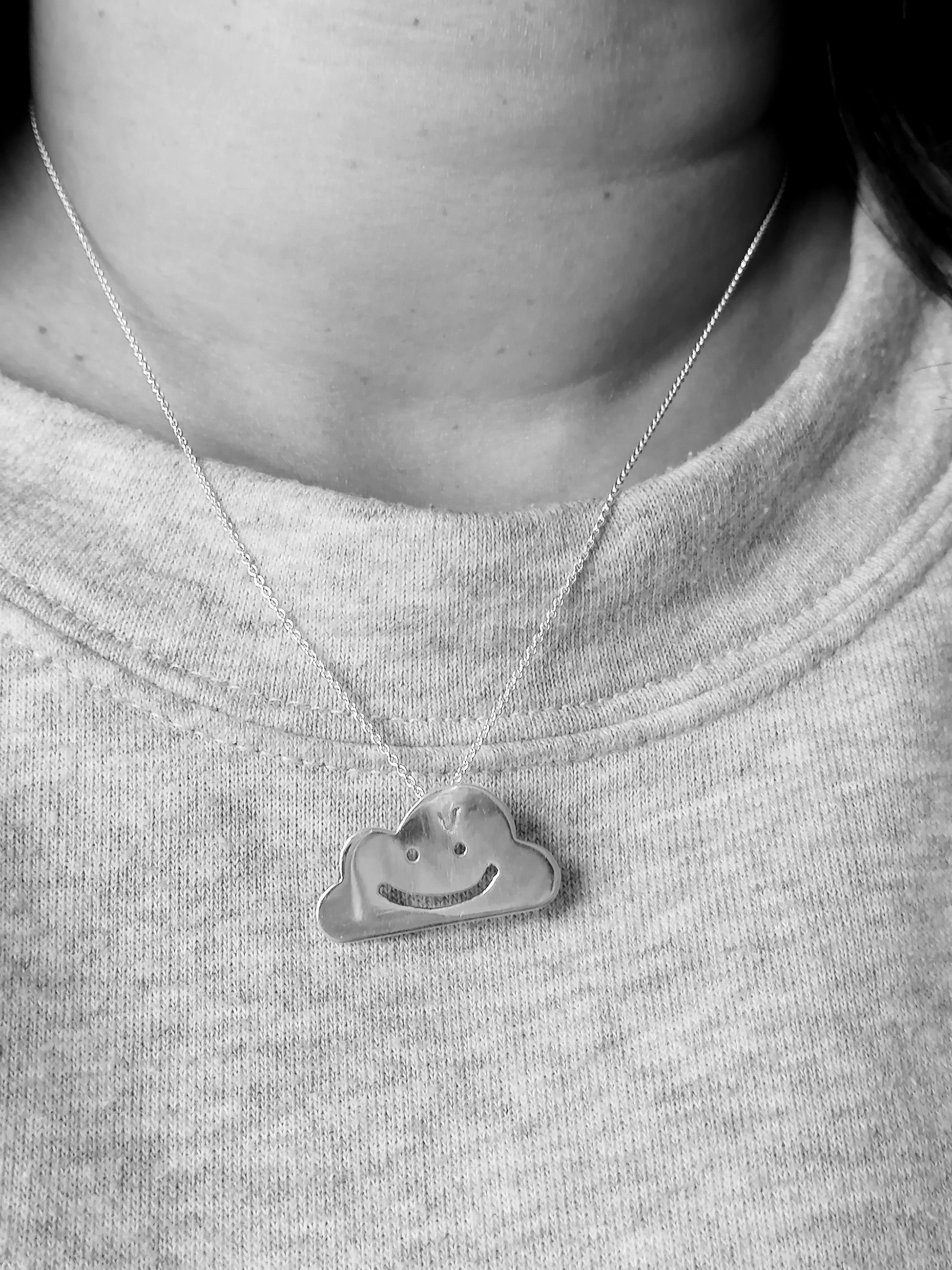 925 Sterling silver smiley cloud necklace