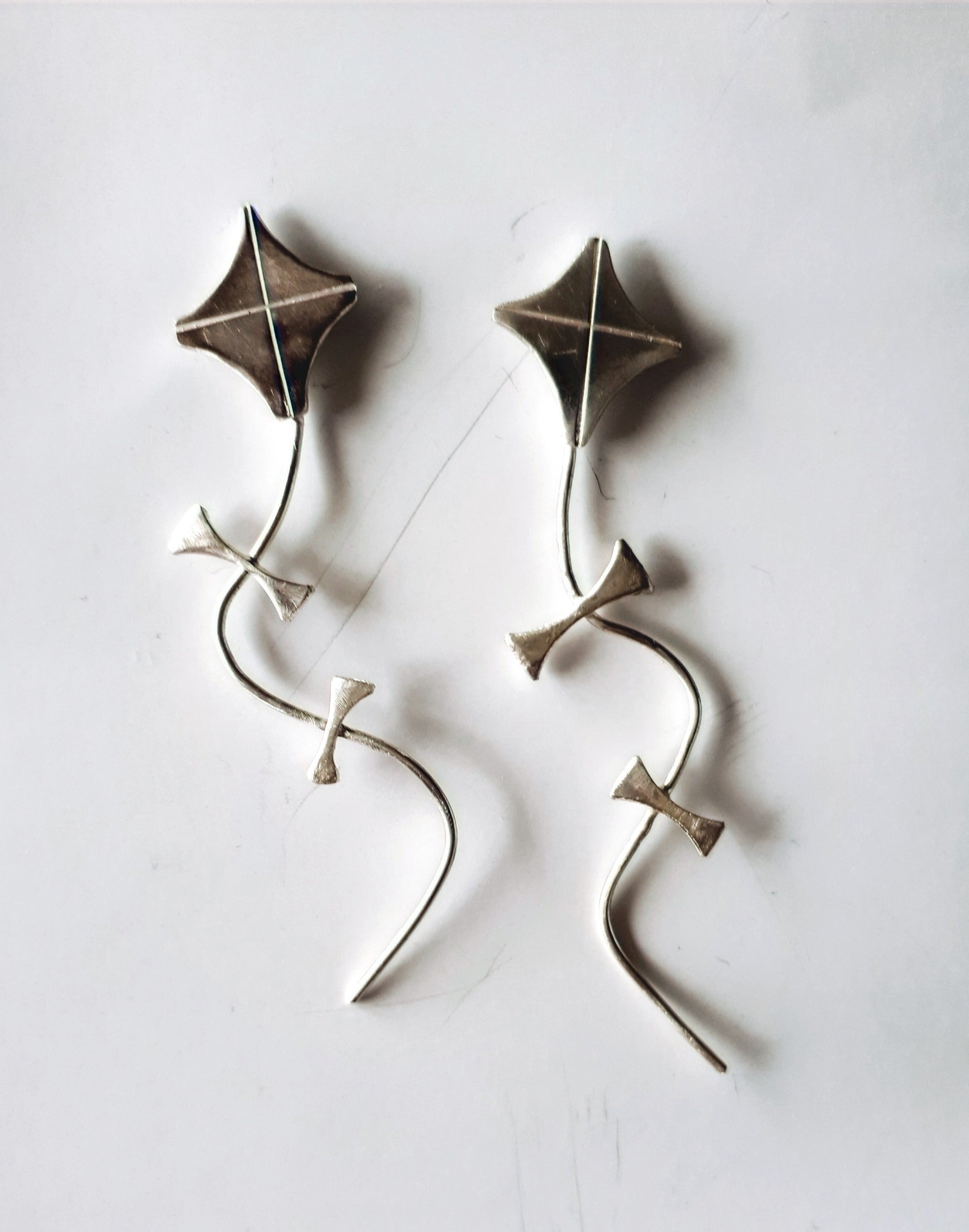 Sterling silver kite earrings