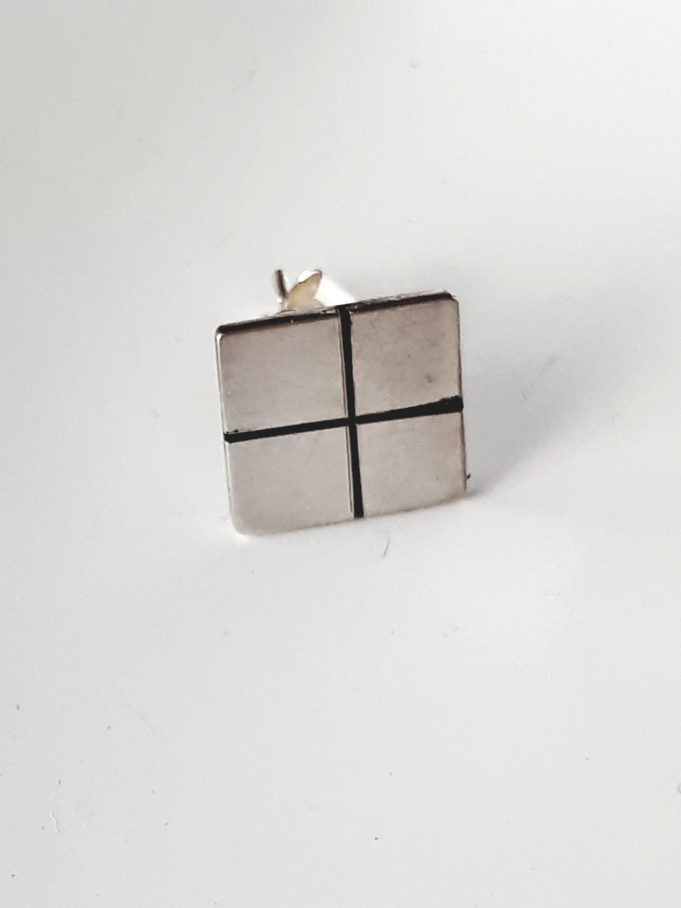Sterling silver Tetris ear studs