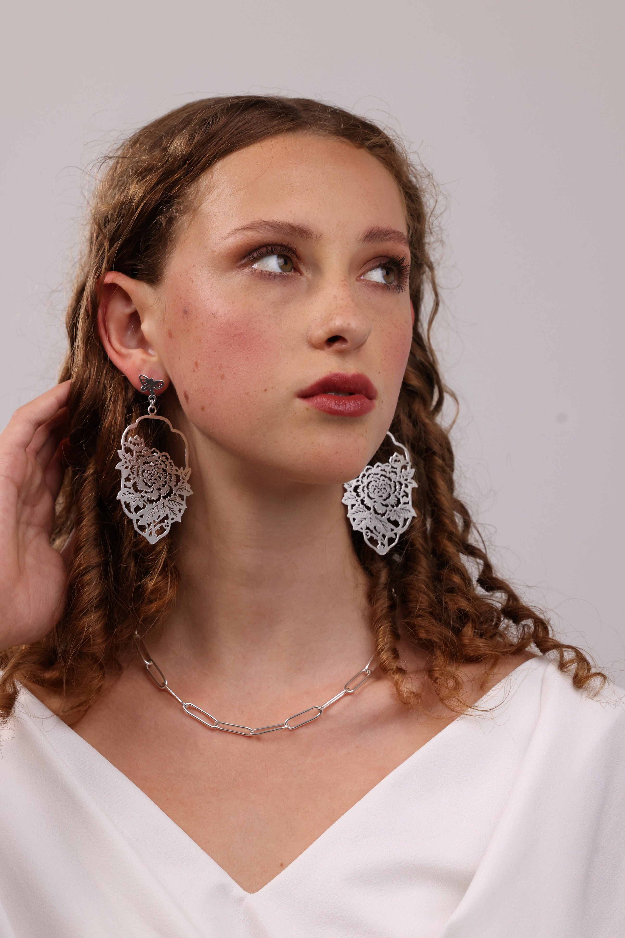 Sterling Silver Papercutting Lantern Statement Earrings