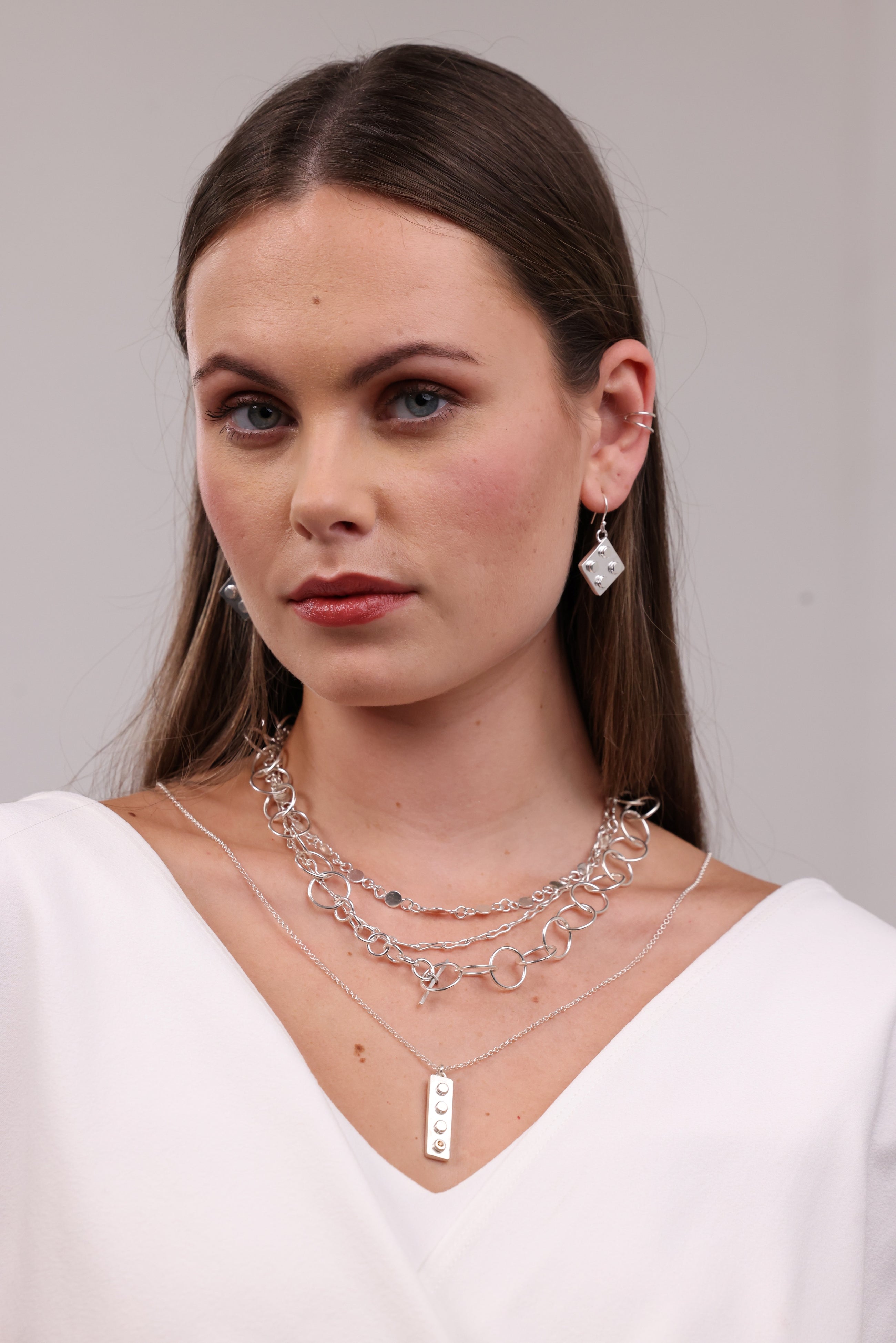 Sterling Silver Square Lego Earrings