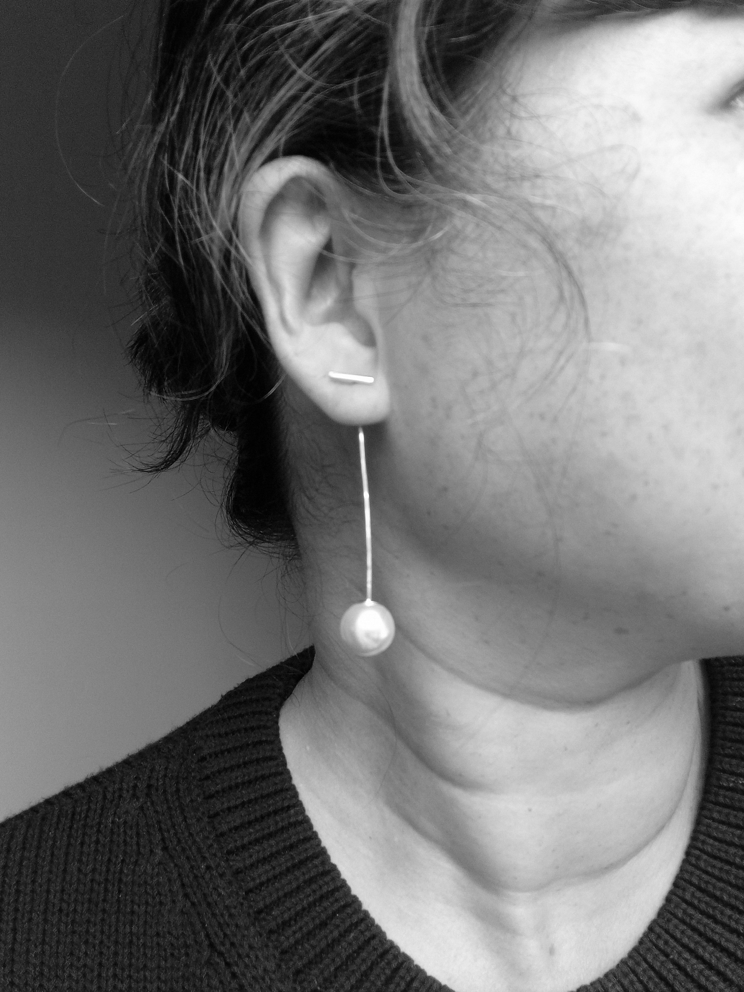 Sterling silver long T bar earrings