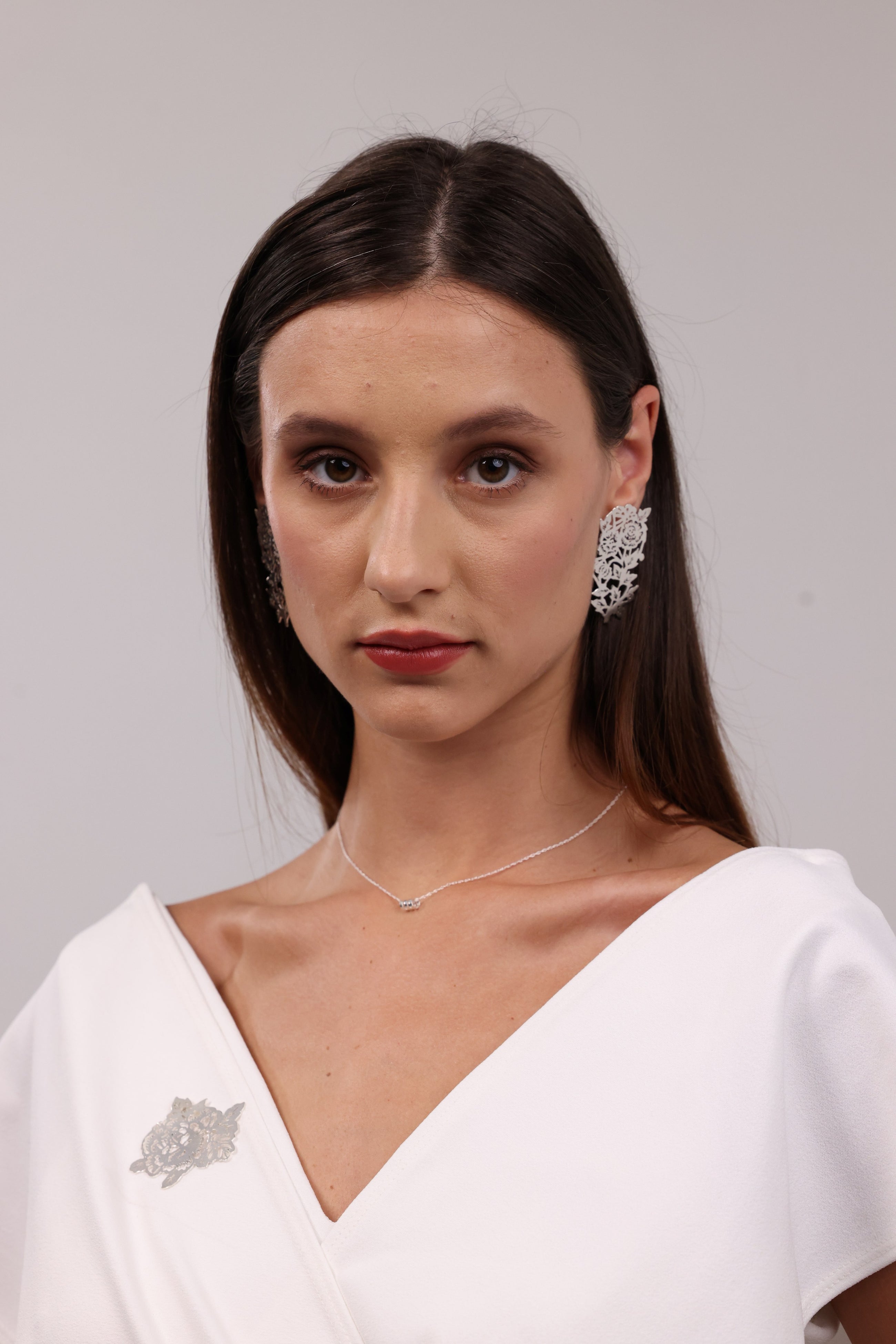 Sterling Silver Papercutting Rose Statement Earrings