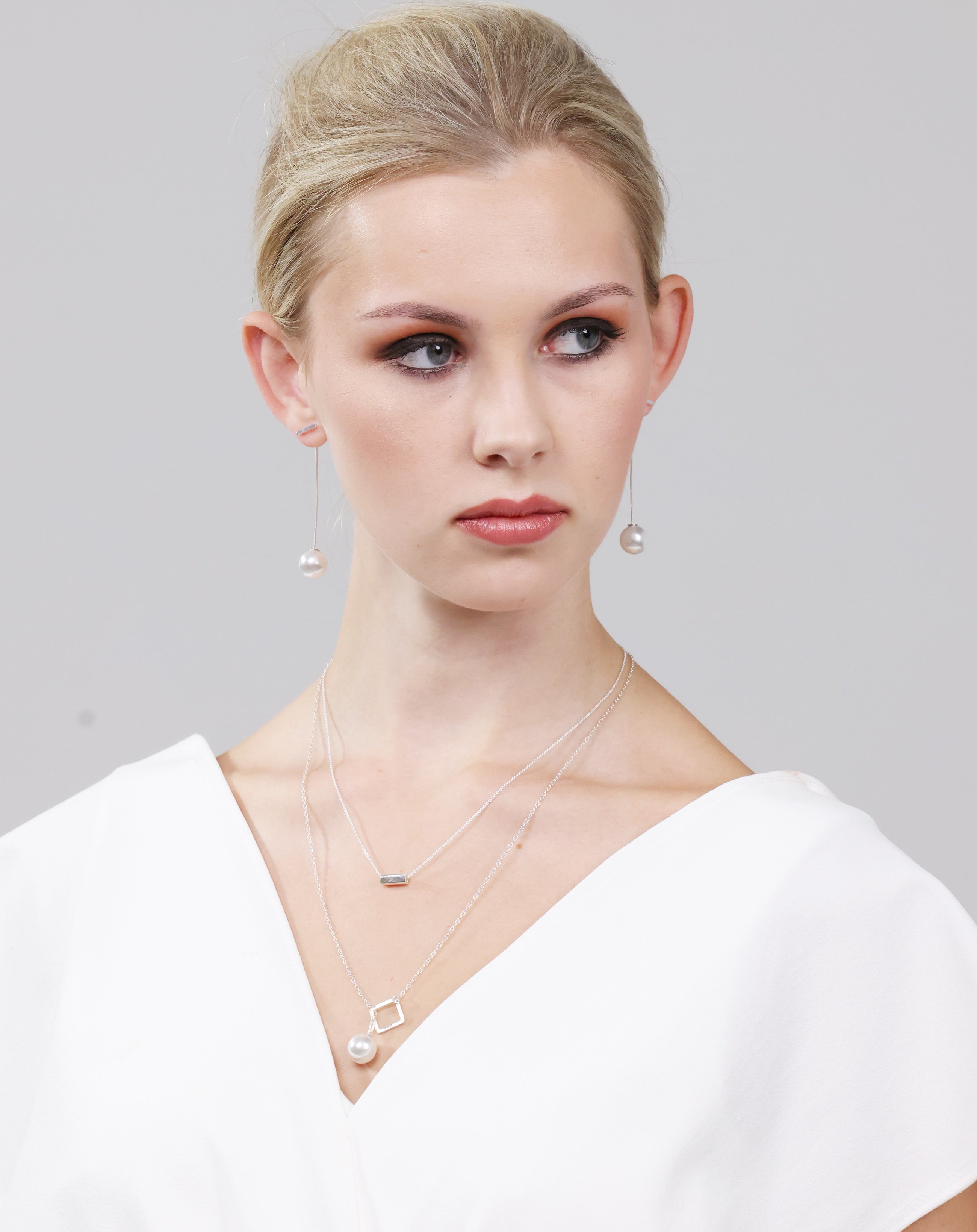 Sterling silver long T bar earrings