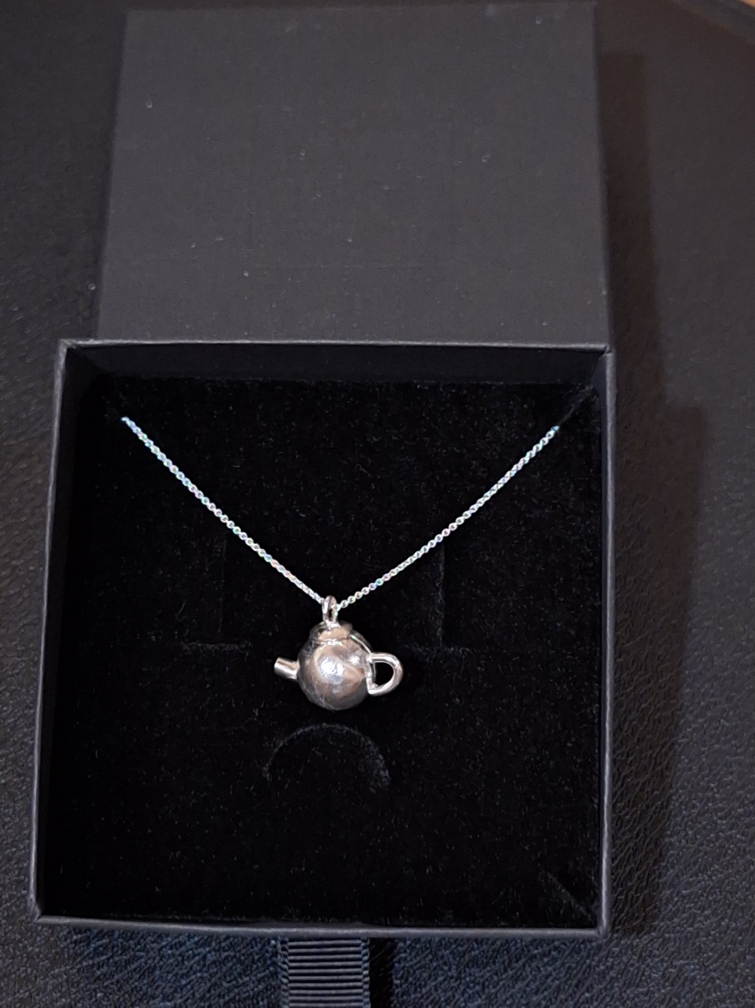 Sterling silver tea pot necklace