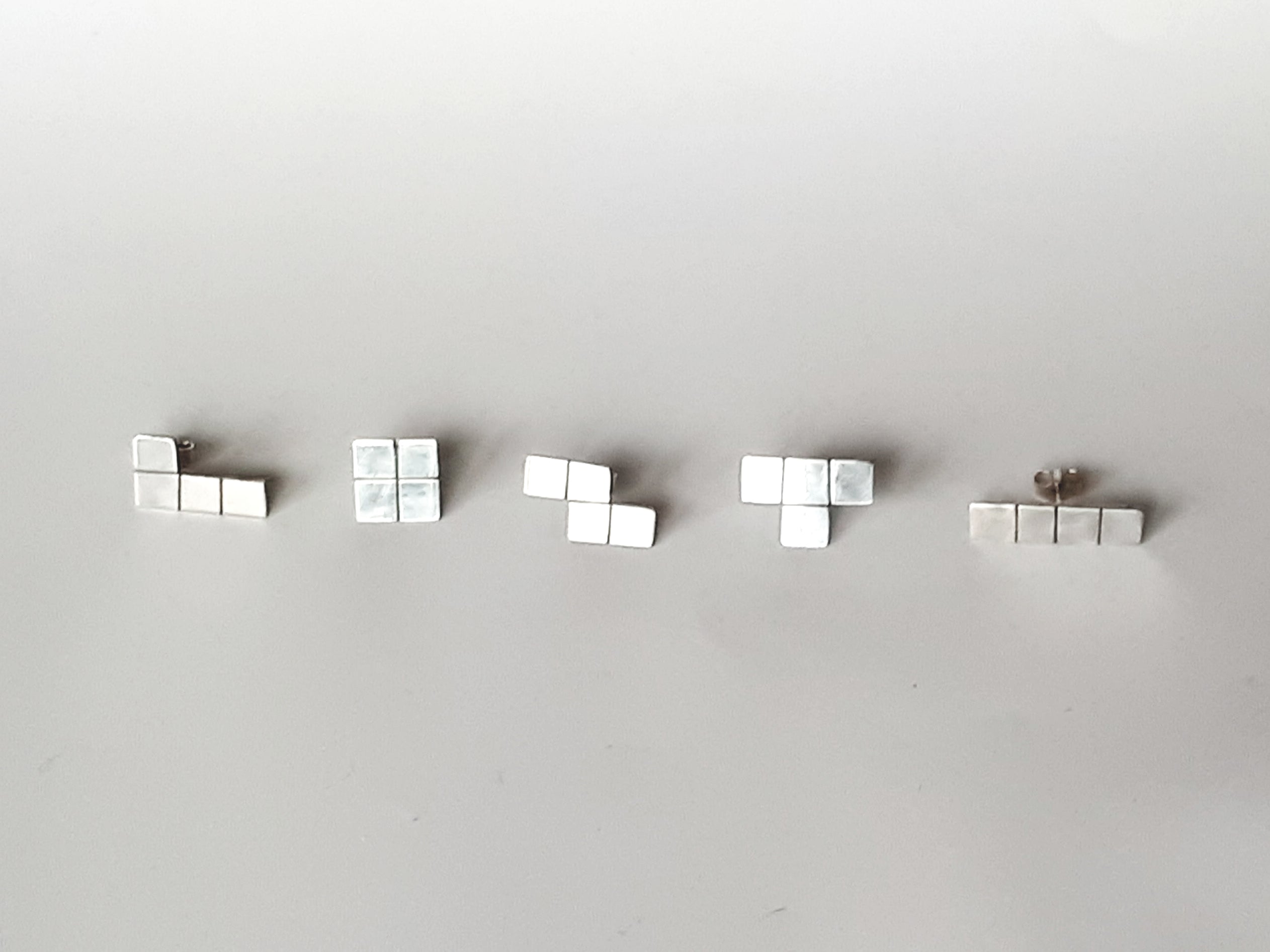 Sterling silver Tetris ear studs