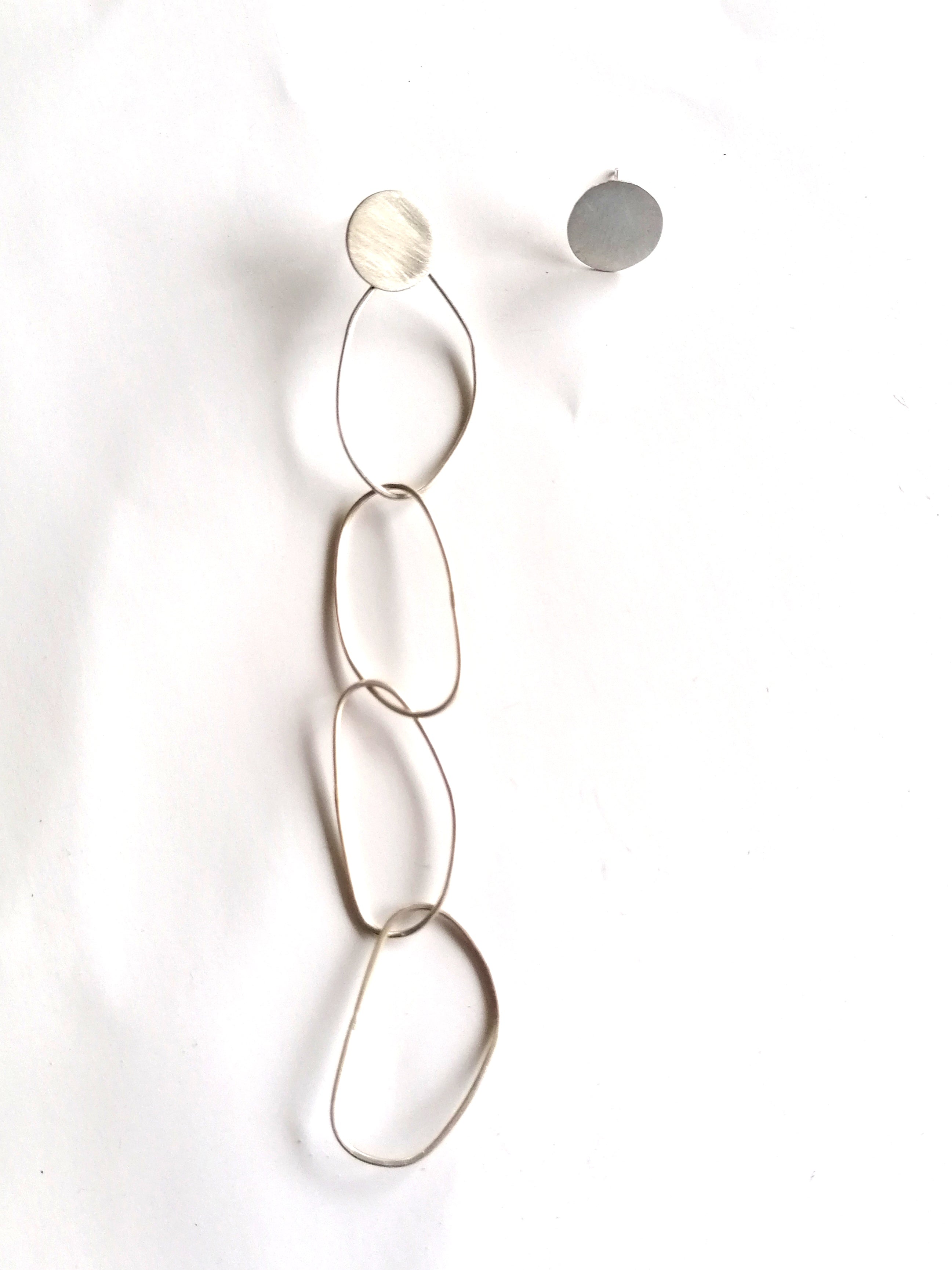 Sterling silver mismatched chain earrings