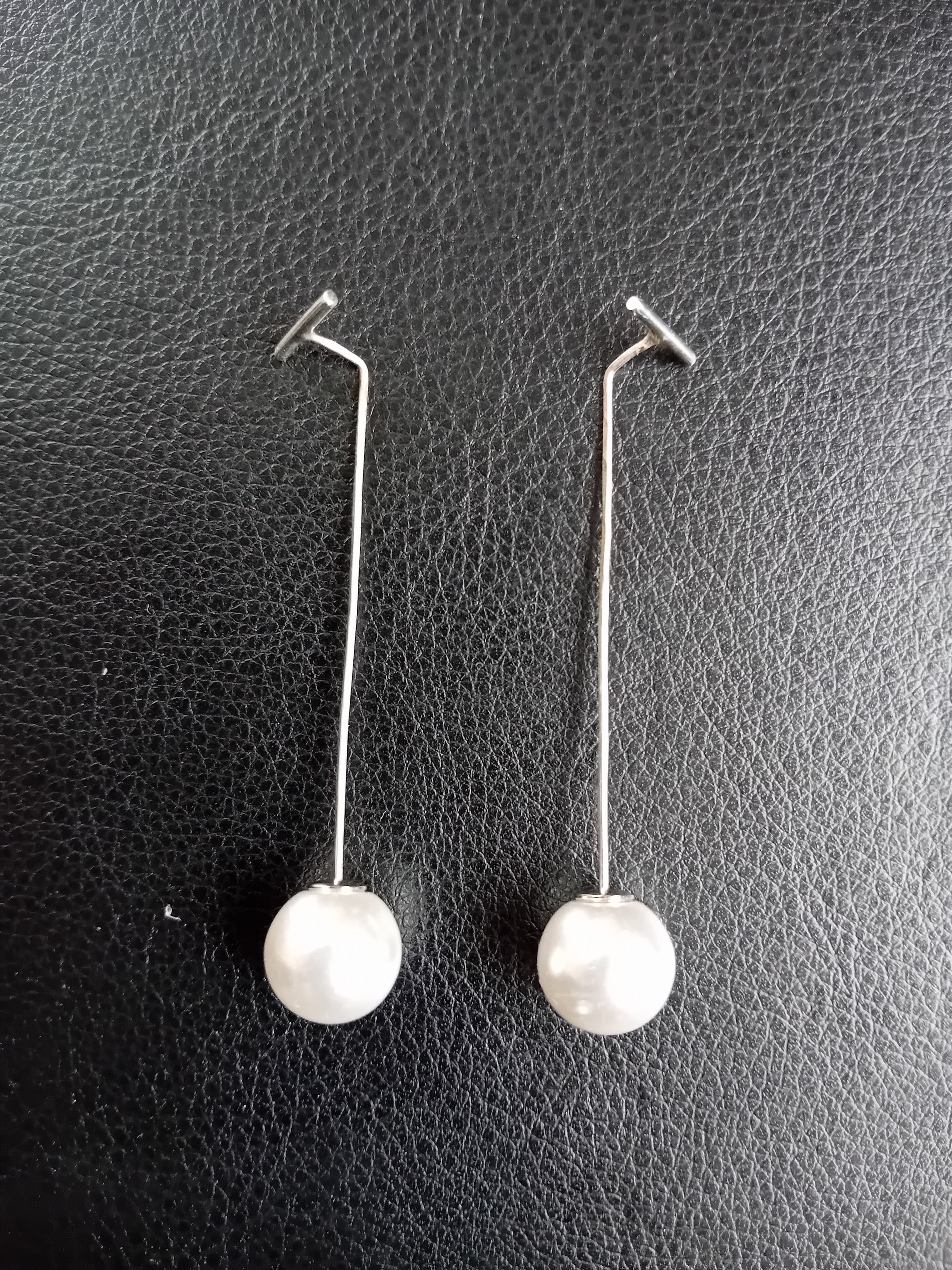 Sterling silver long T bar earrings