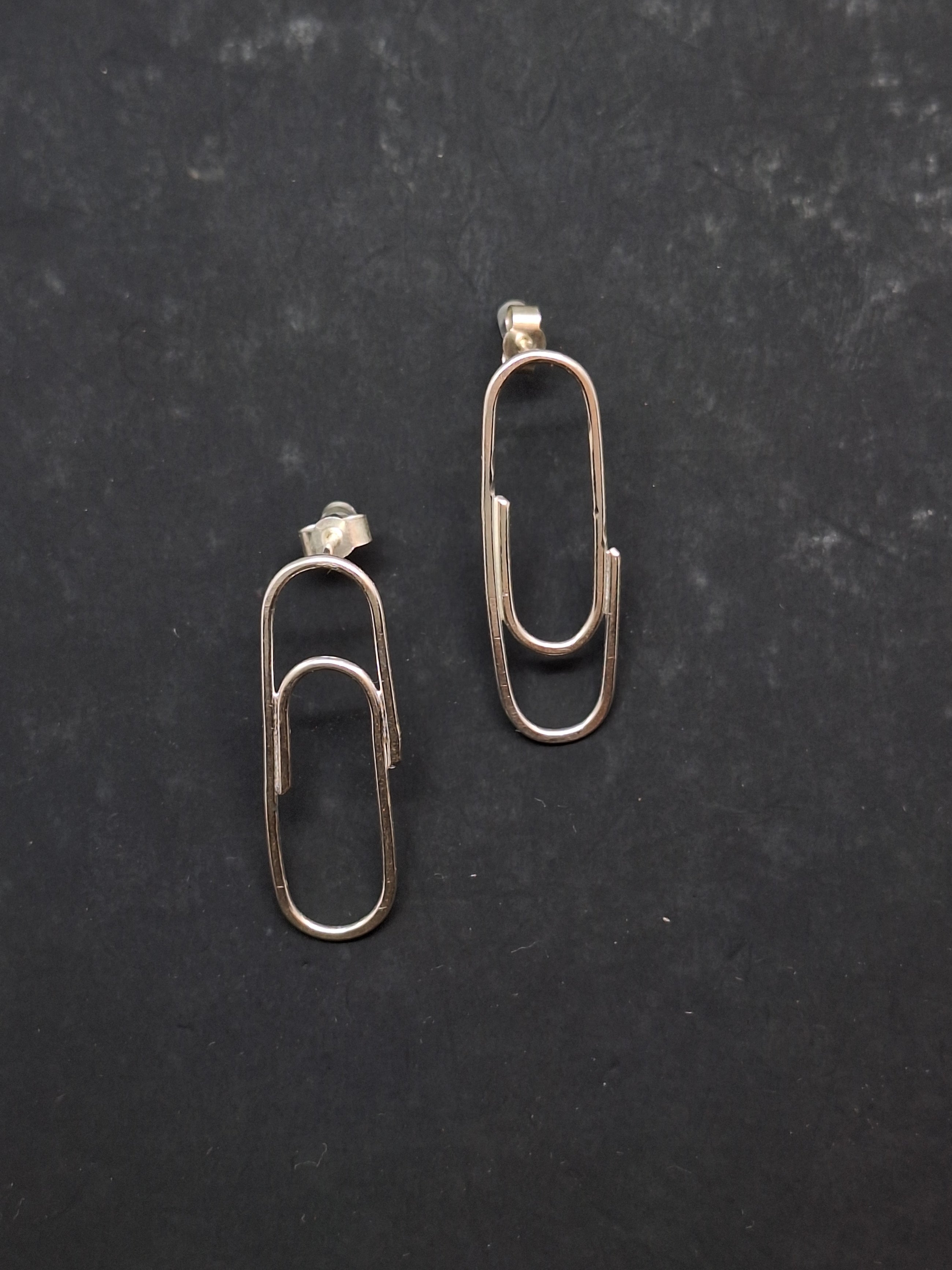 Sterling silver paper clip earrings