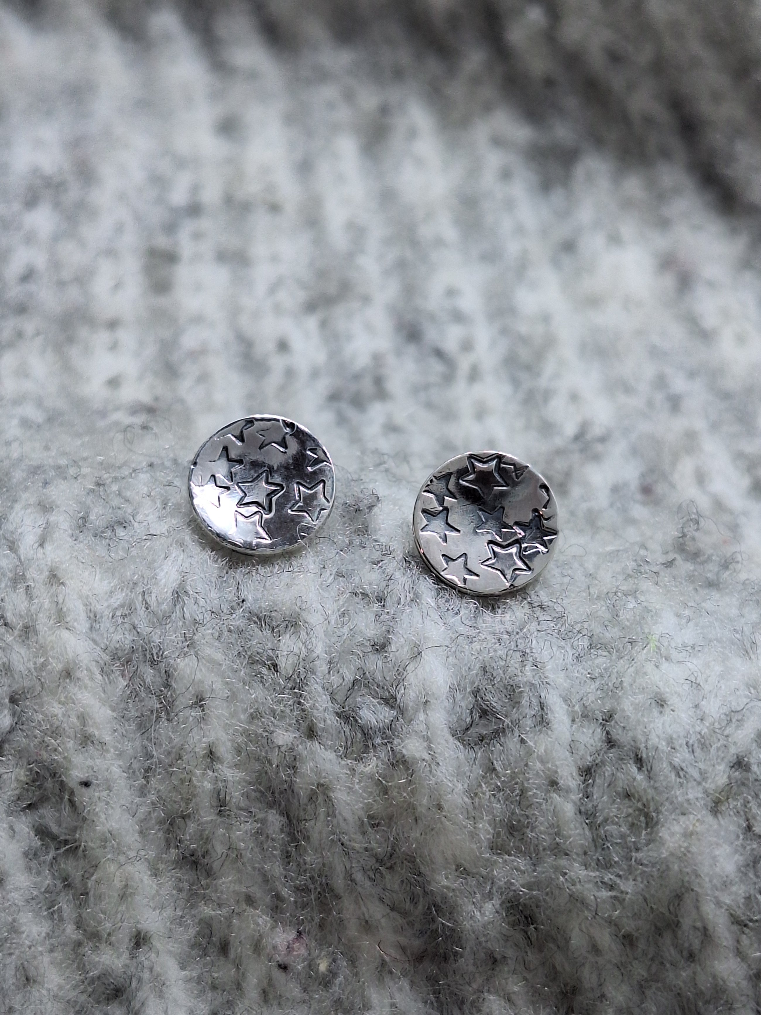 Sterling Silver Written In The Stars Round Ear Studs