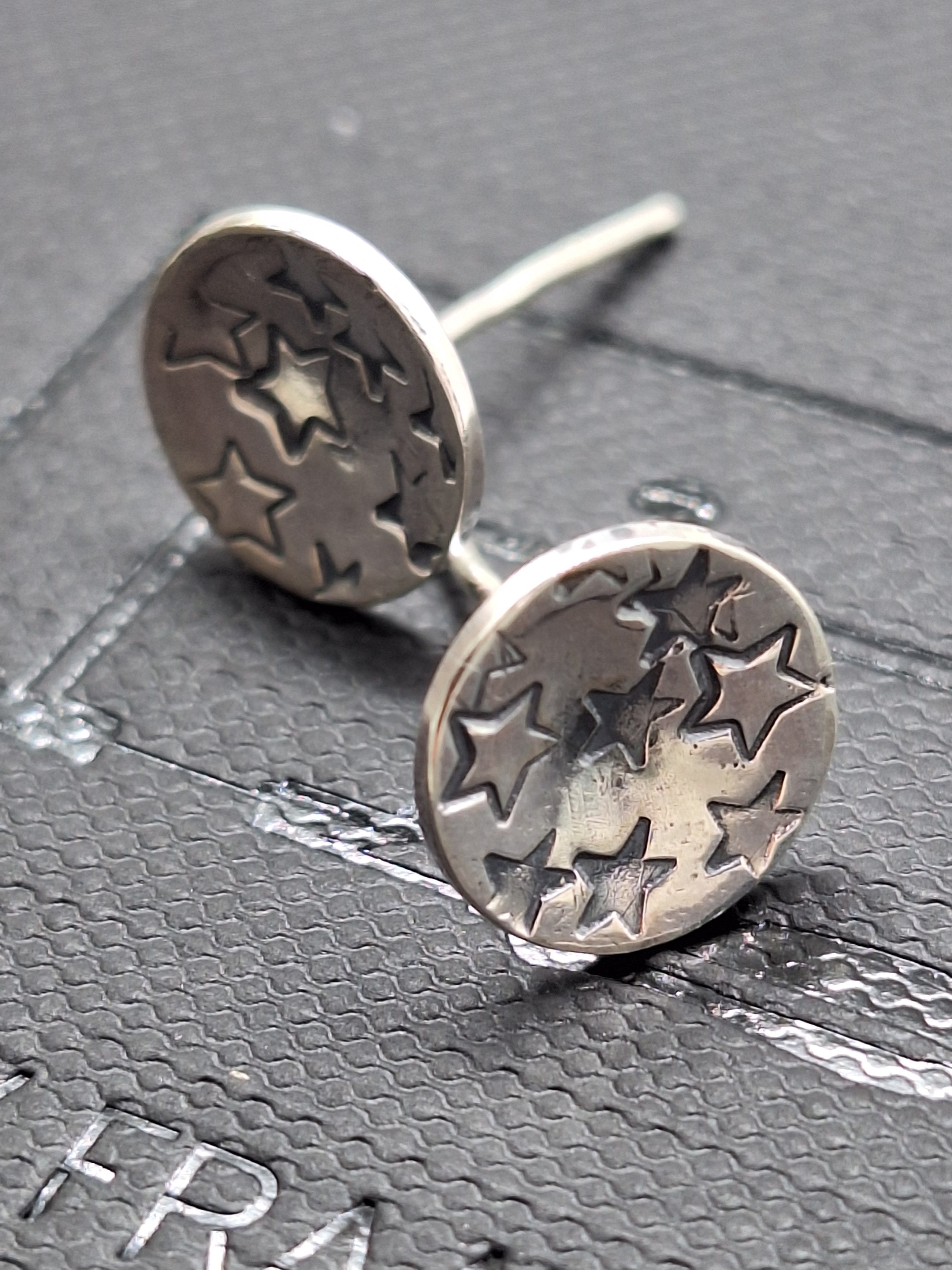 Sterling Silver Written In The Stars Round Ear Studs