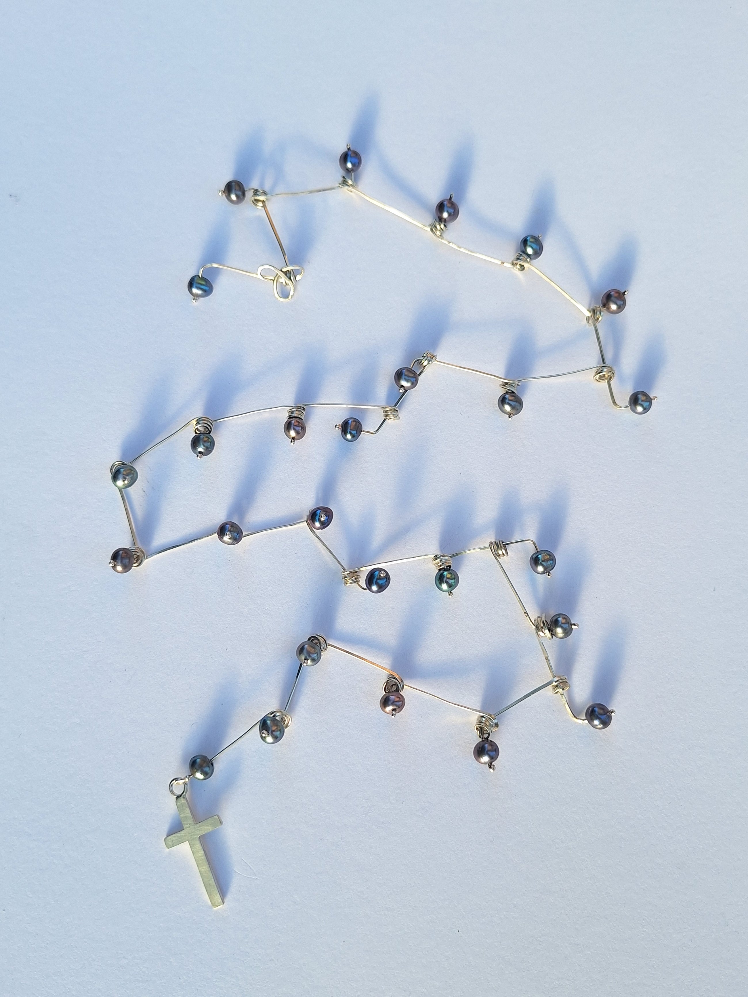 Sterling Silver Rosary Beads with Fresh Water Pearls - One of a kind