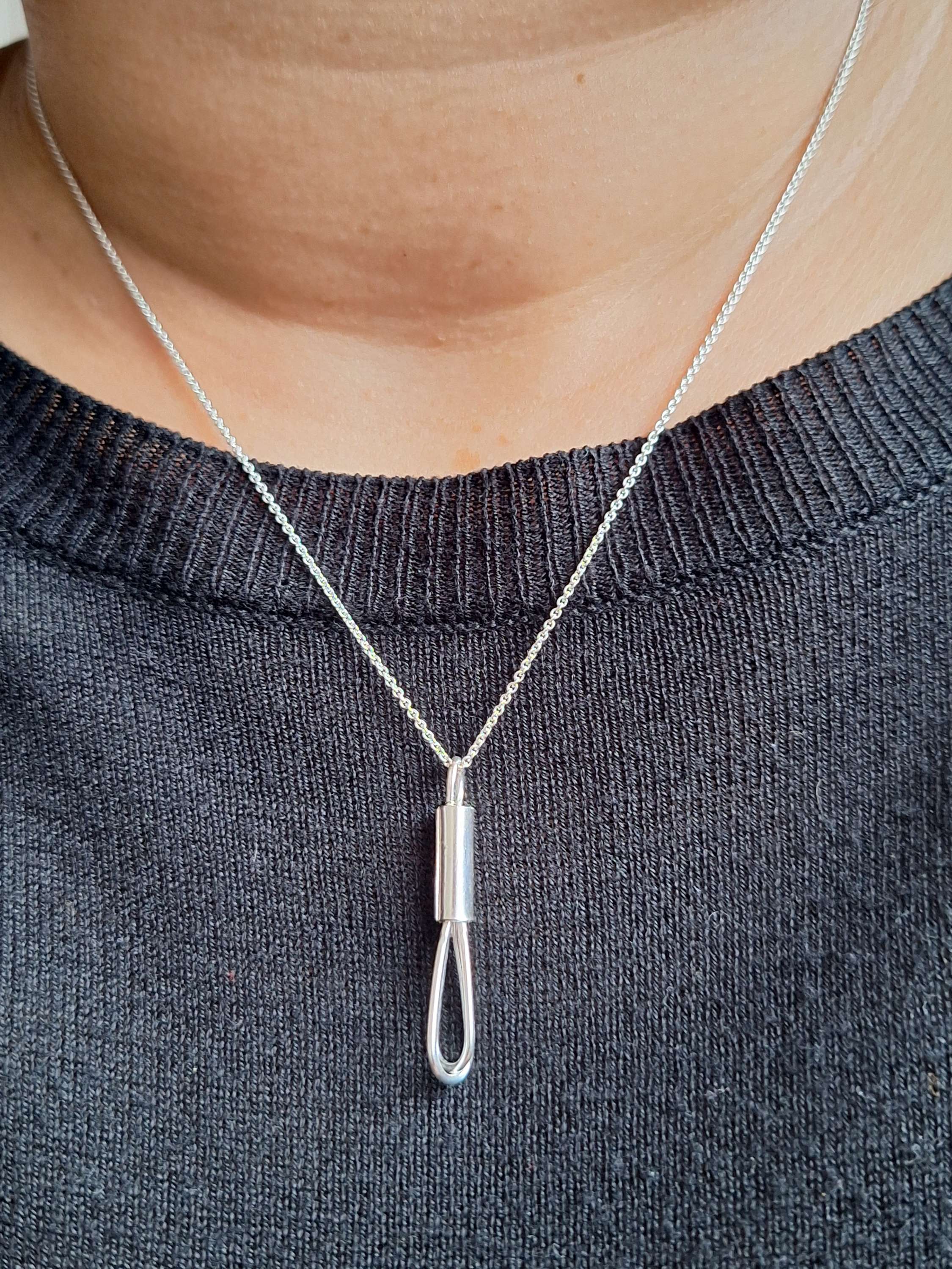 Sterling silver whisk necklace