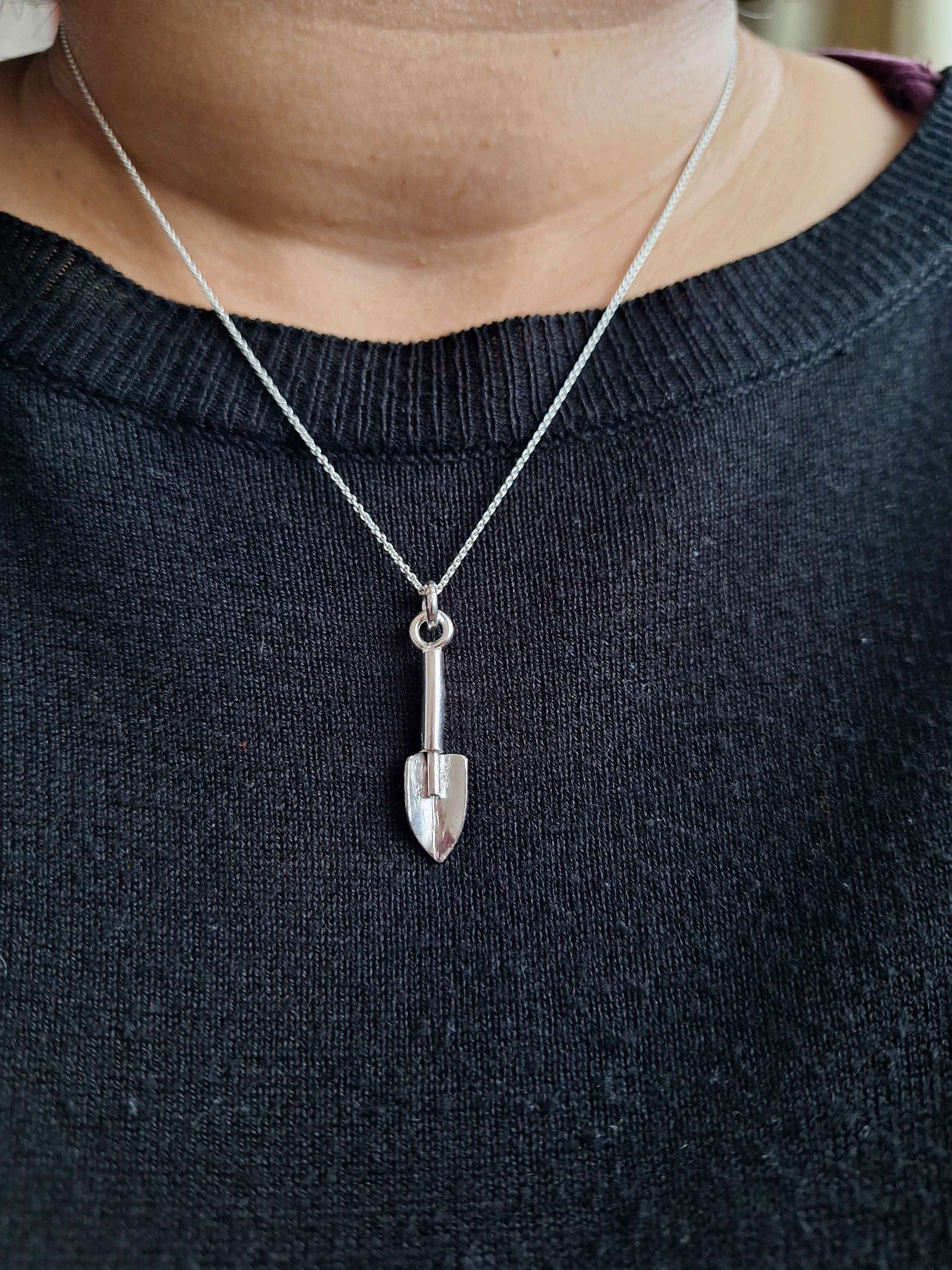 Sterling silver trowel necklace