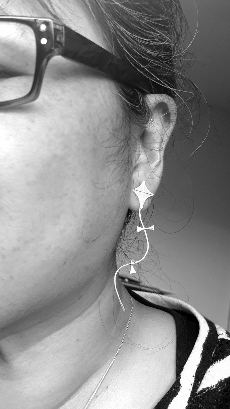 Sterling silver kite earrings