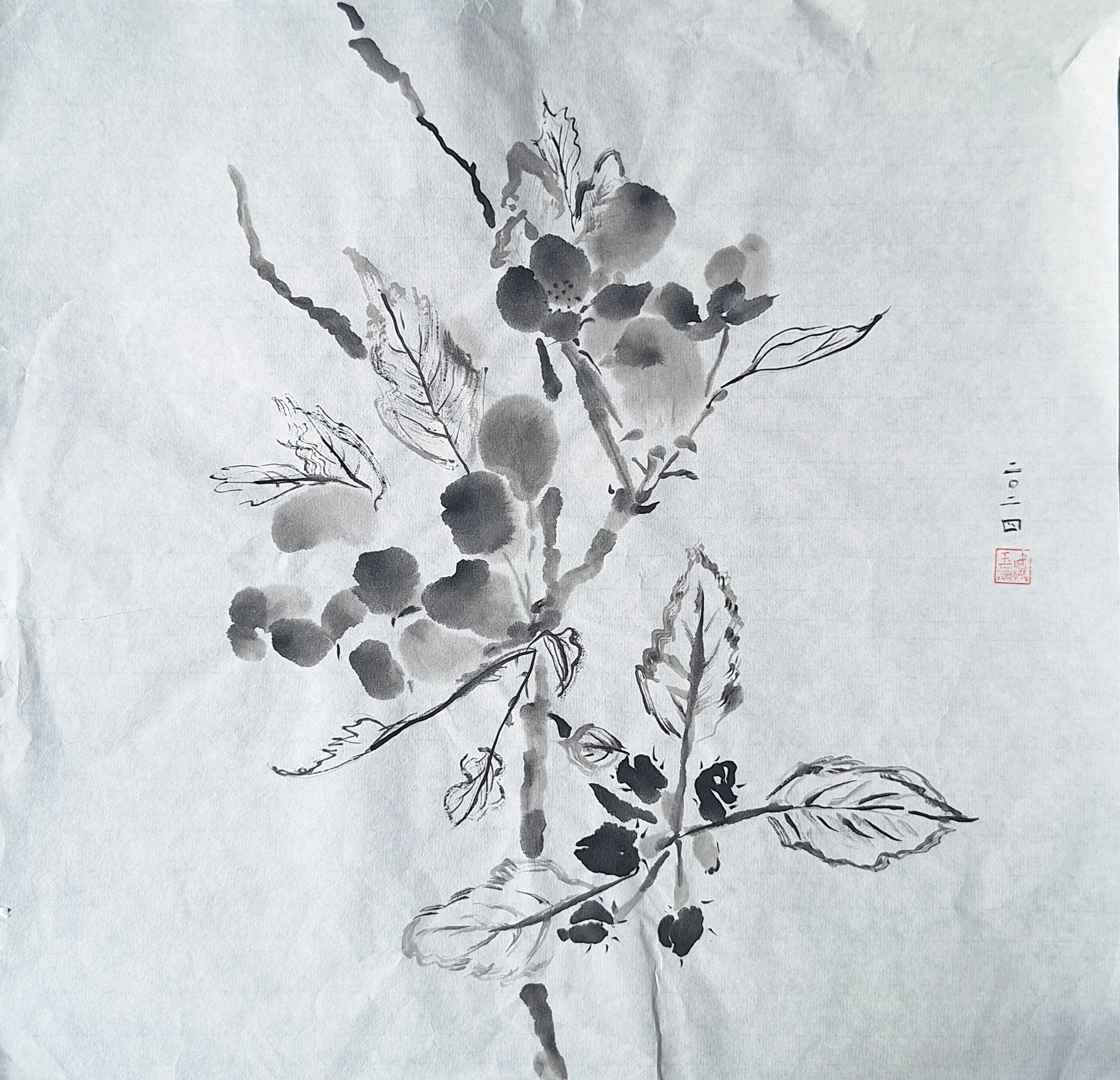 Chinese Ink Painting 'Apple Blossom 2' - Origional Art Work