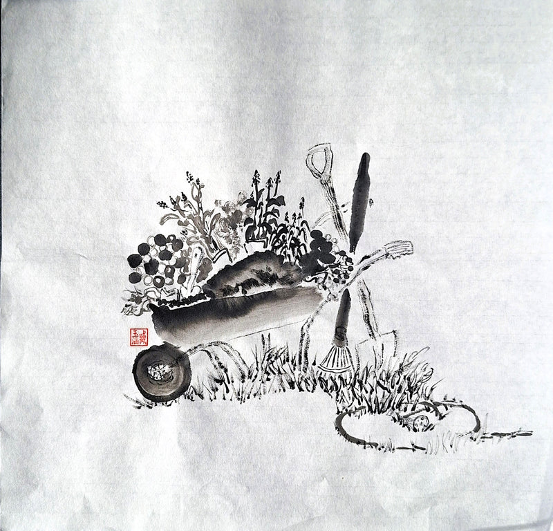 Chinese Ink Painting 'Wheelbarrel' - Origional Art Work