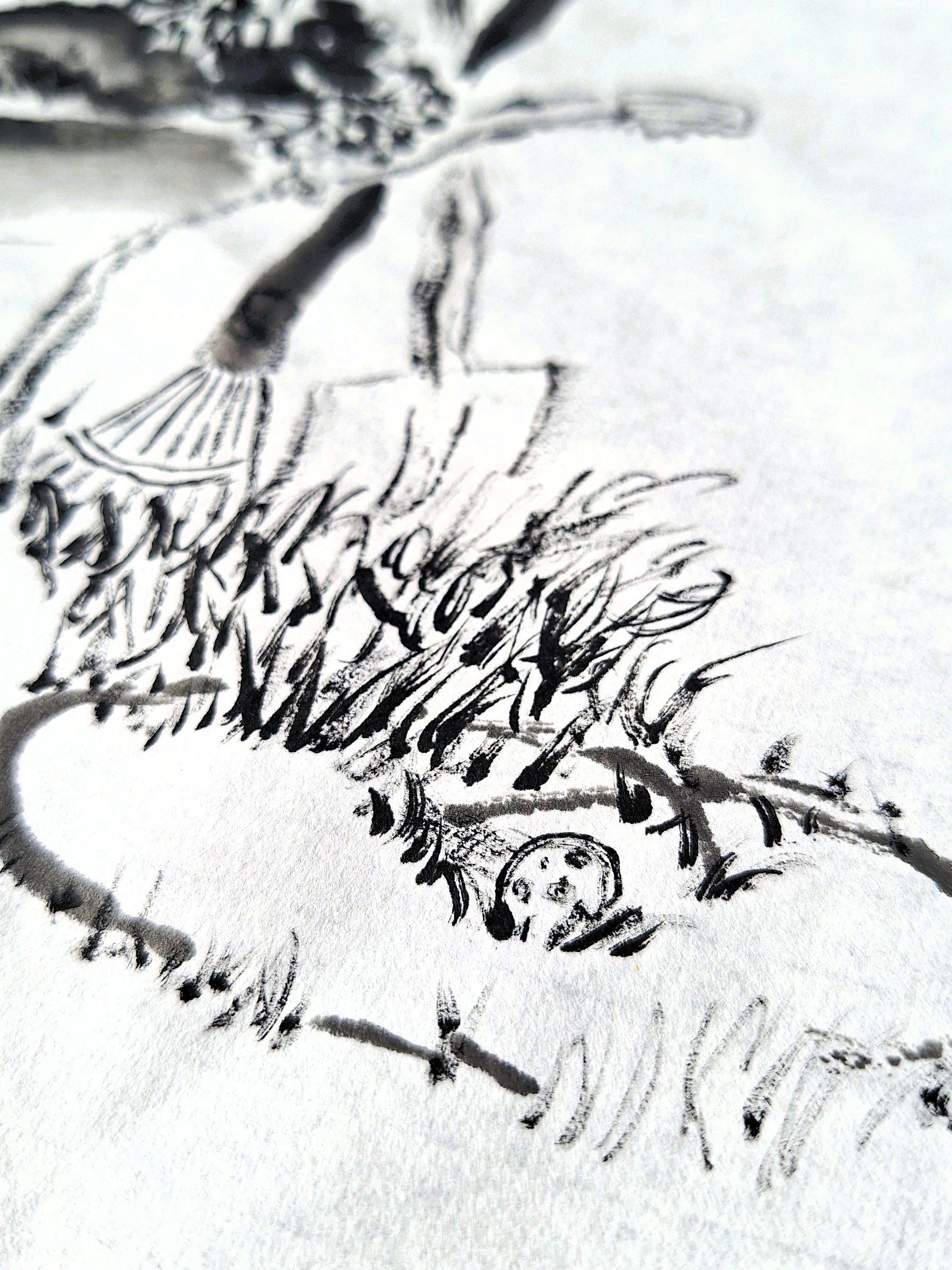 Chinese Ink Painting 'Wheelbarrel' - Origional Art Work