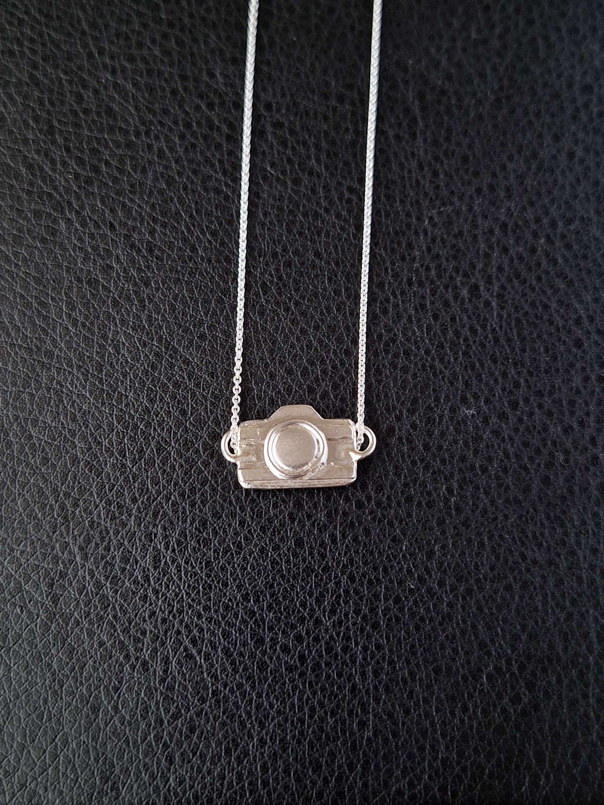 Sterling silver camera necklace