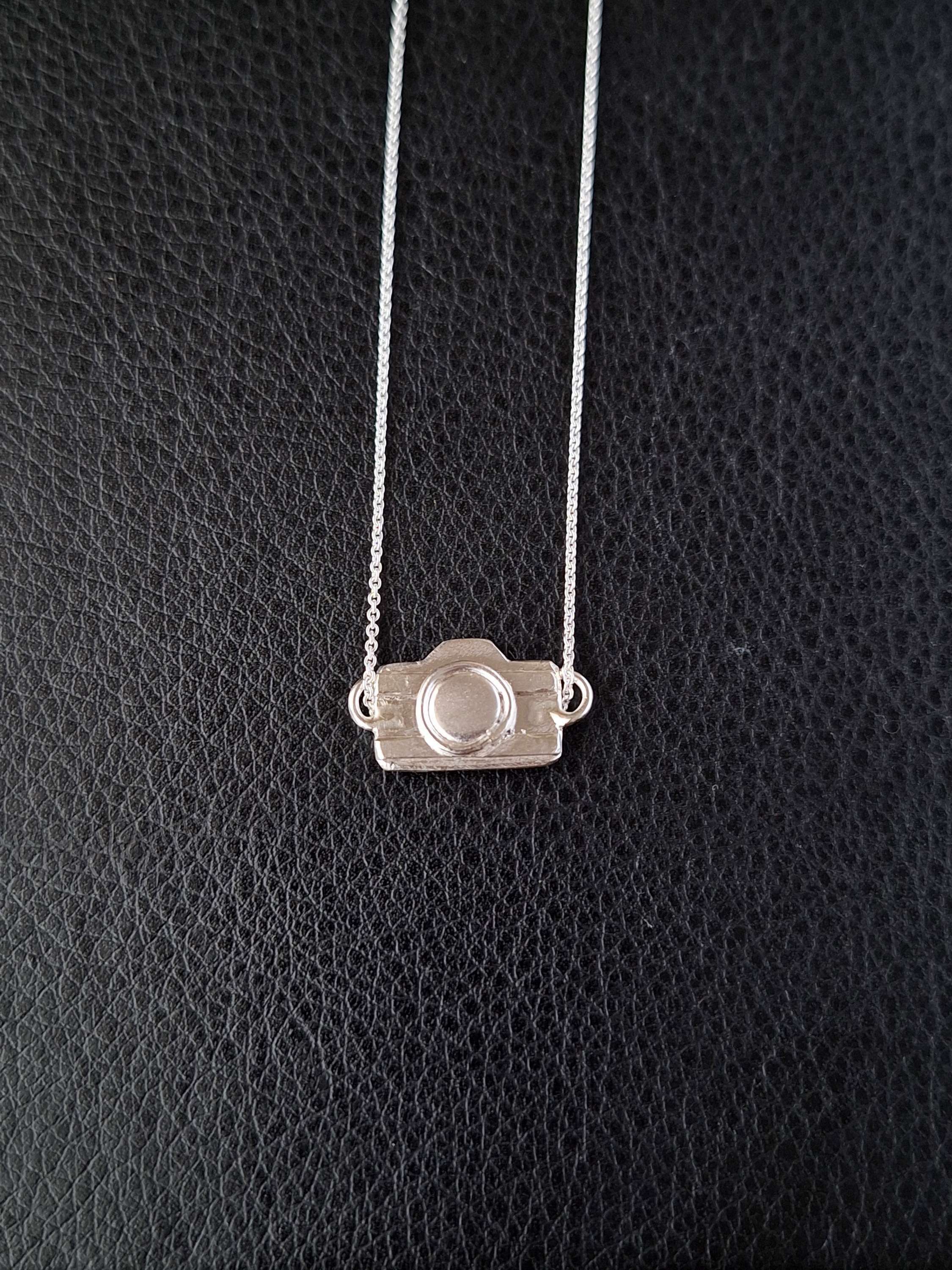 Sterling silver camera necklace