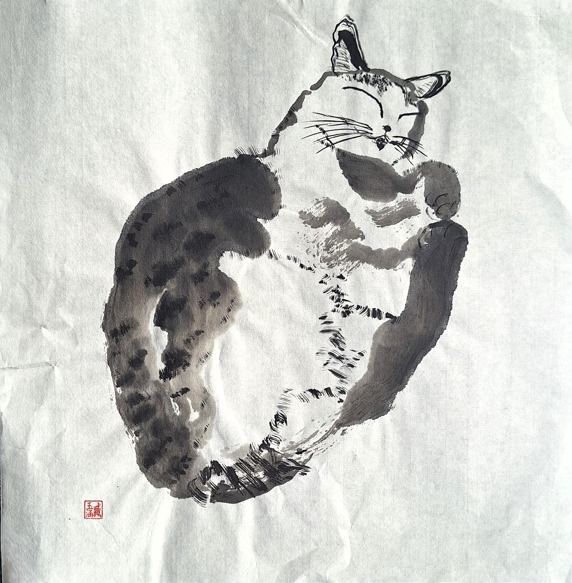 Chinese Ink Painting 'Cat 5' - Origional Art Work