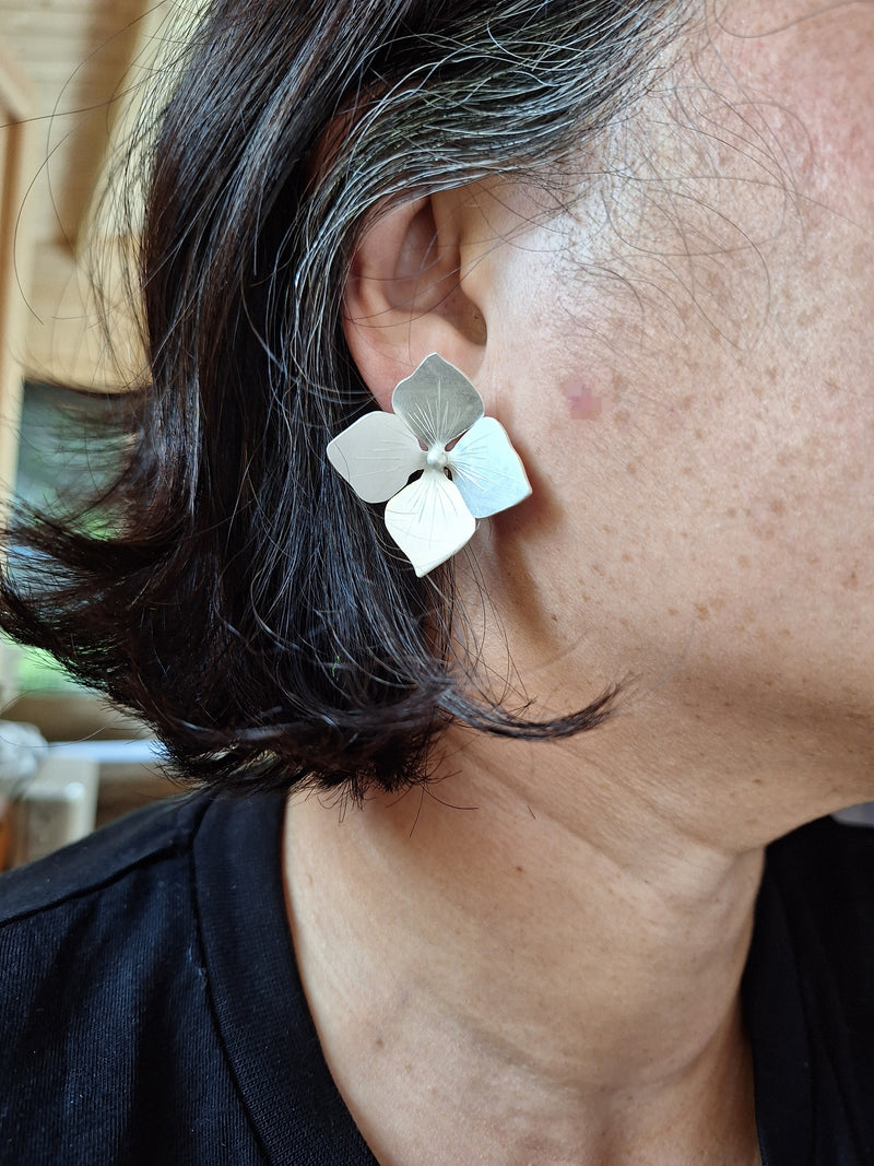 Sterling Silver Statement Hydrangea Earrings