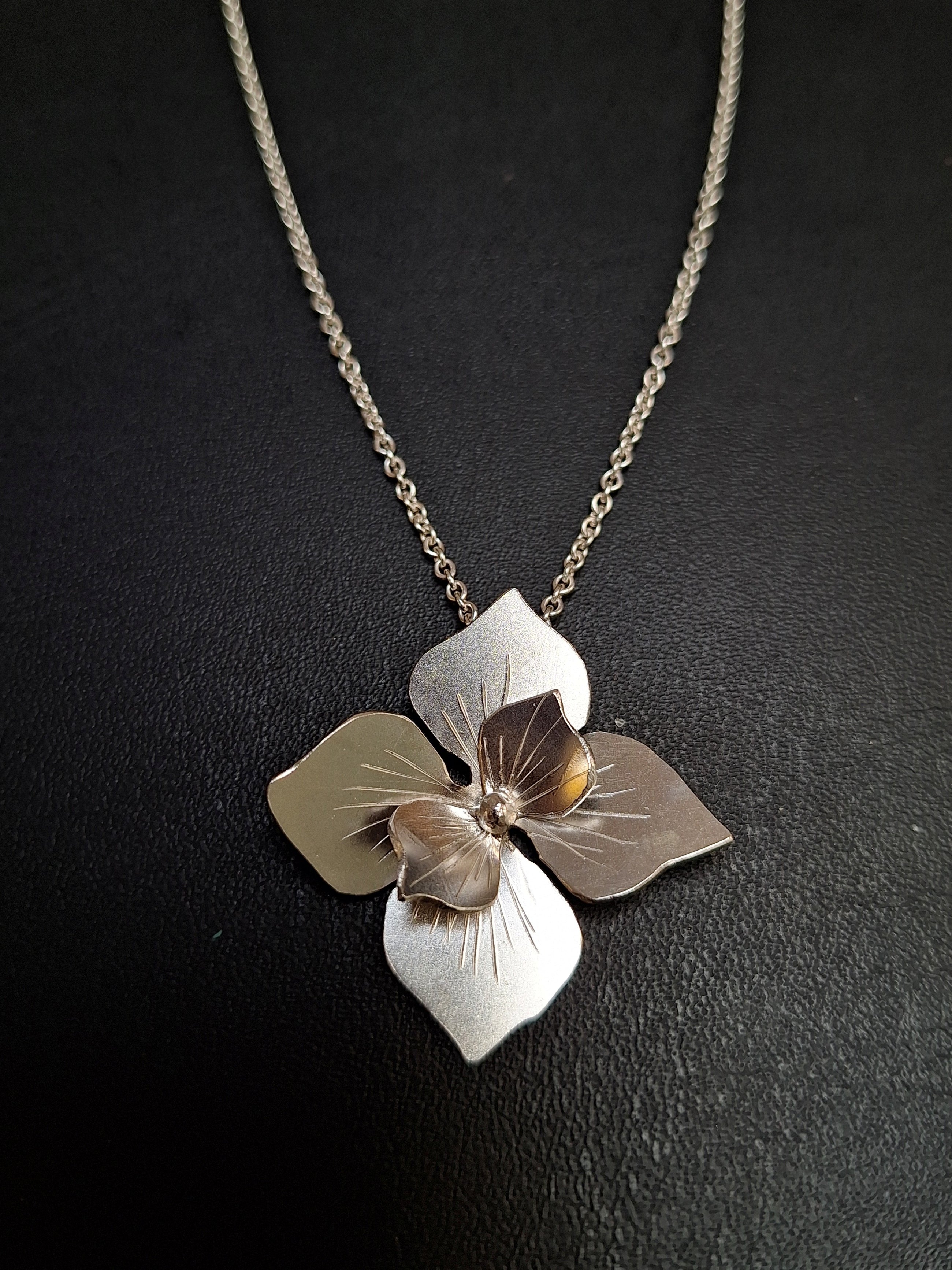 Sterling Silver Statement Hydrangea Necklace