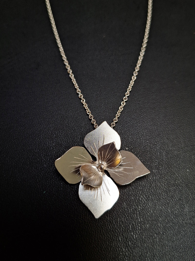 Sterling Silver Statement Hydrangea Necklace