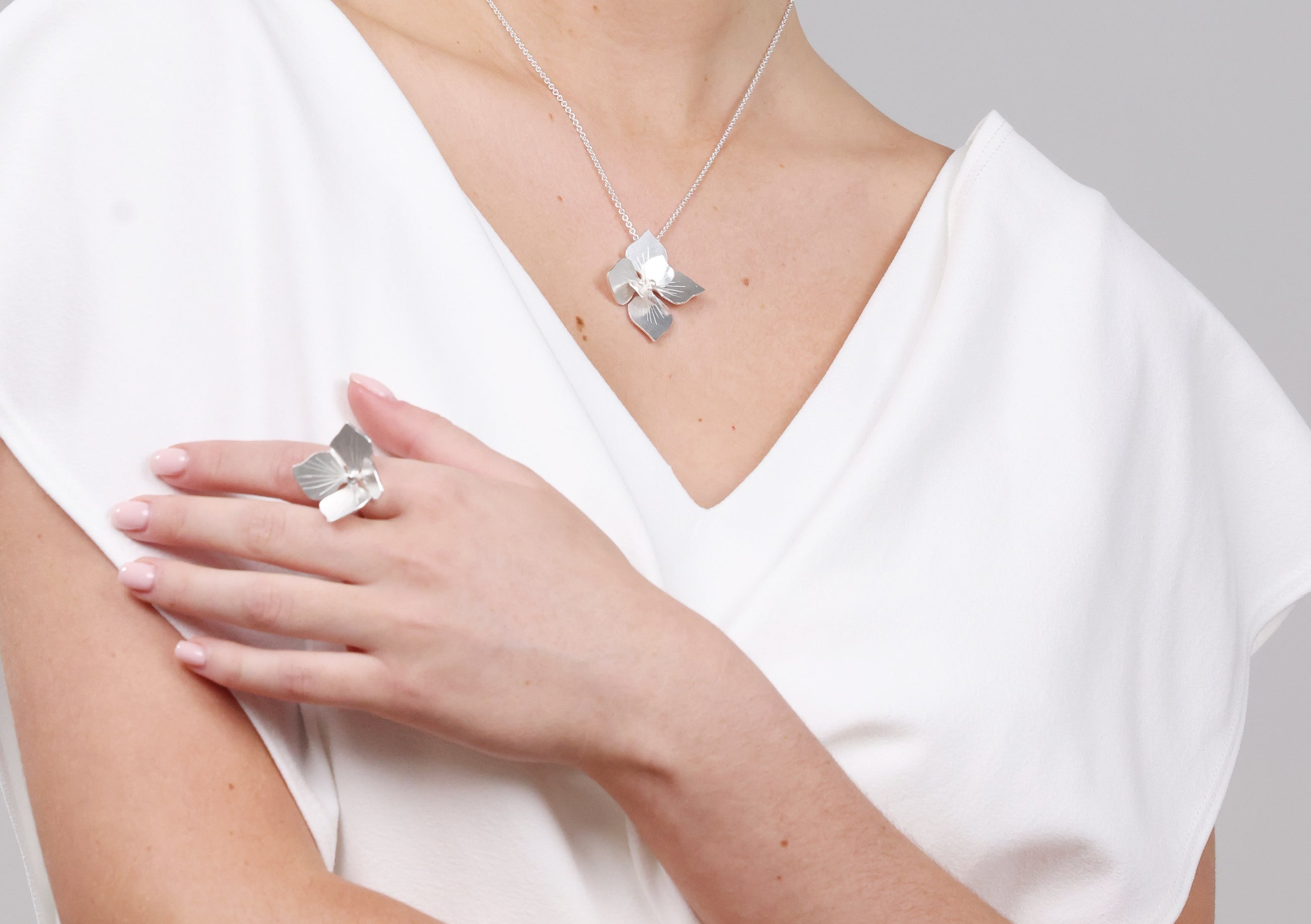 Sterling Silver Hydrangea Ring