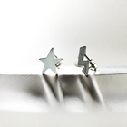 Sterling silver star and bolt ear studs
