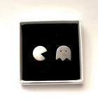 Sterling silver Pacman mismatched ear studs