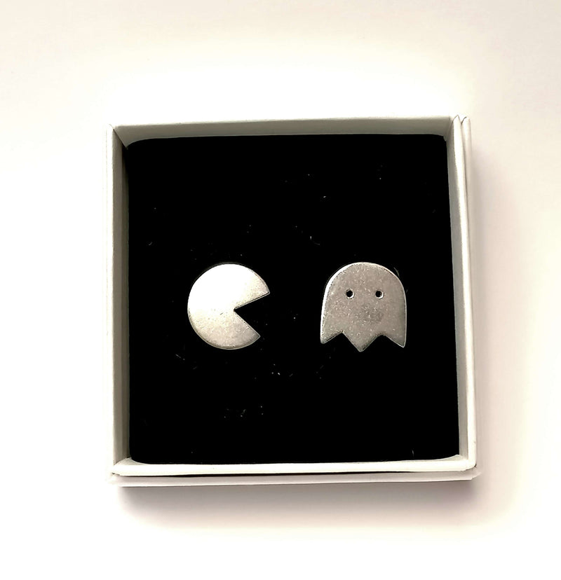 Sterling silver Pacman mismatched ear studs