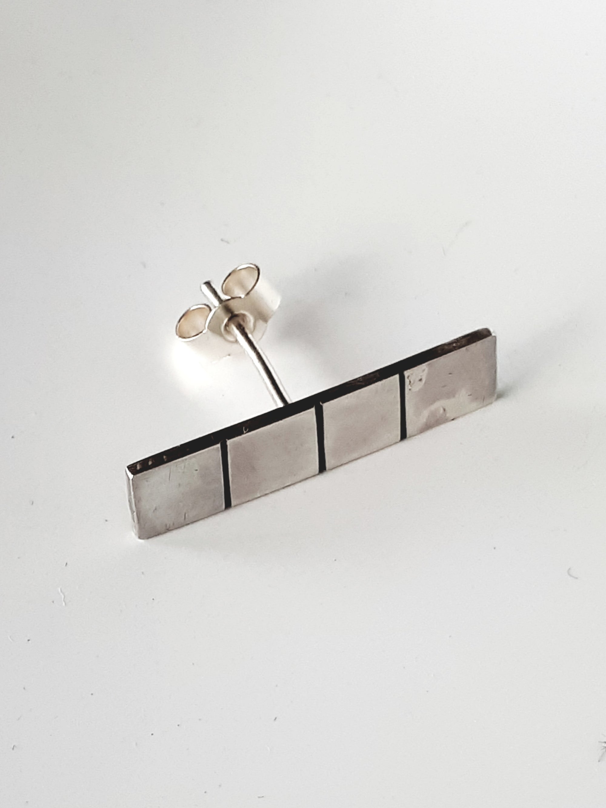 Sterling silver Tetris ear studs