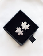 Sterling silver jigsaw puzzle ear studs