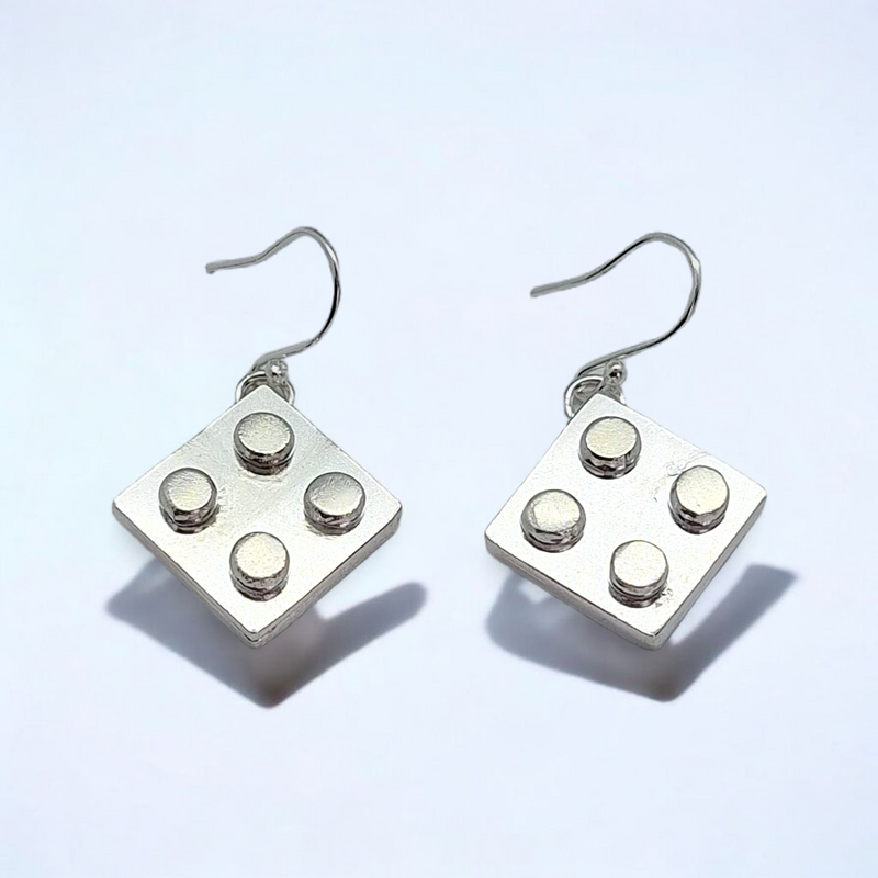 Sterling Silver Square Lego Earrings