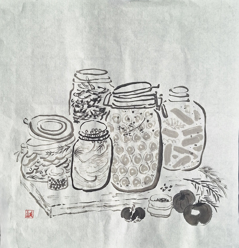 Chinese Ink Painting 'Kitchen Jars' - Origional Art Work