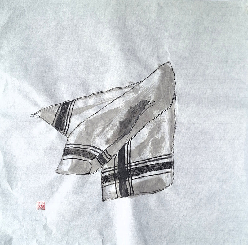 Chinese Ink Painting 'Tea Towel' - Origional Art Work