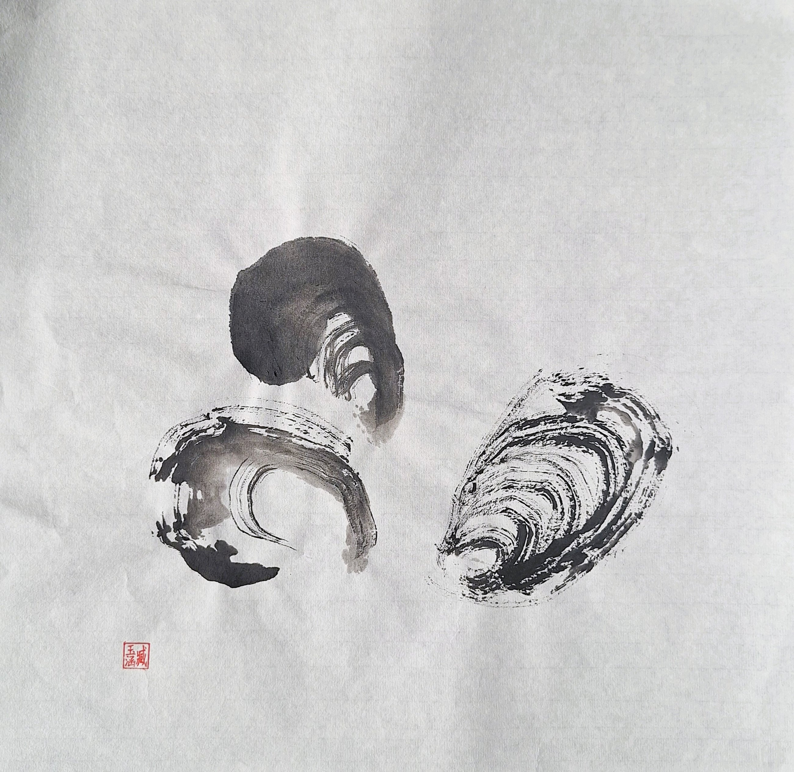 Chinese Ink Painting 'Mussels 2'- Origional Art Work