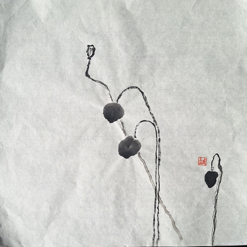 Chinese Ink Painting 'Poppies 4' - Origional Art Work