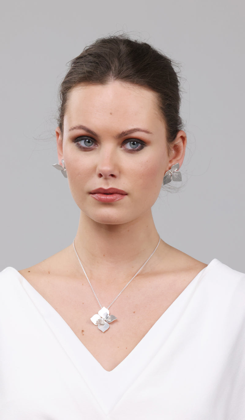 Sterling silver statement hydrangea necklace