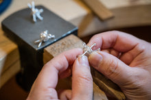 Sterling silver woollen ball with needles