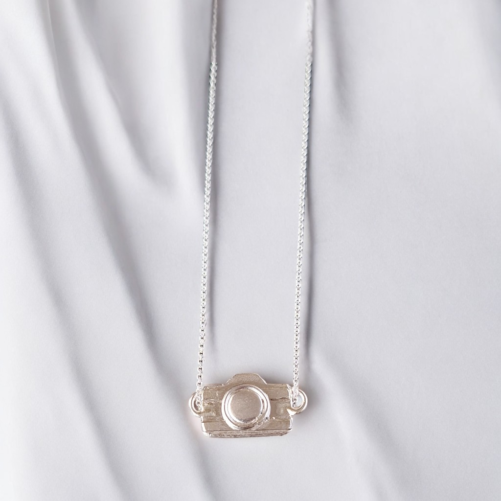 Sterling silver camera necklace