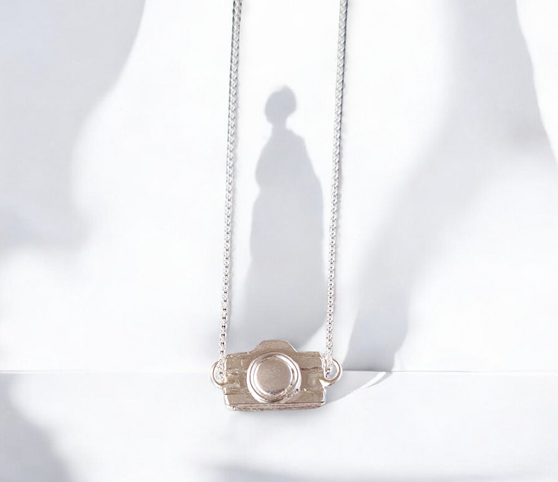 Sterling silver camera necklace