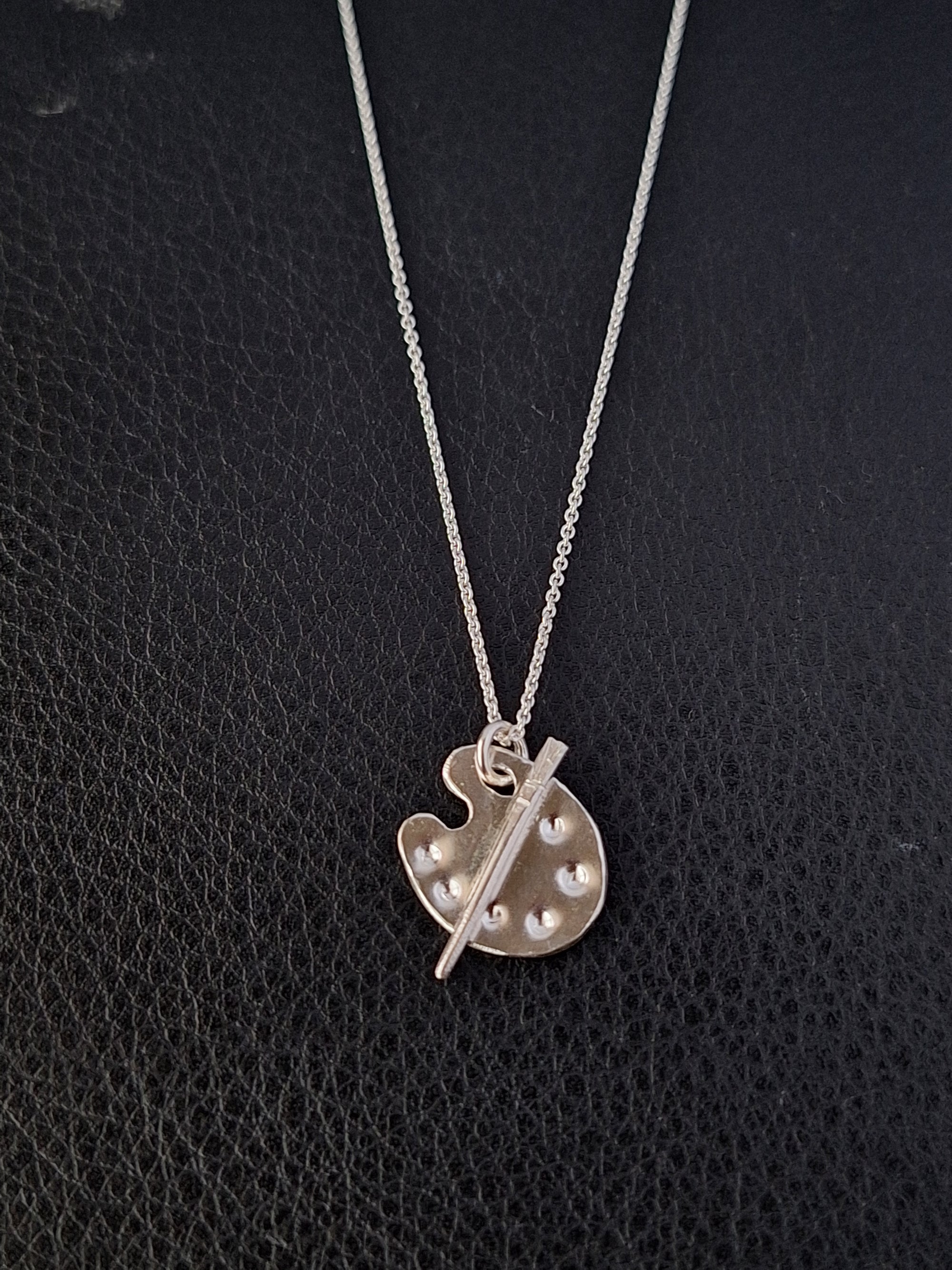 Sterling silver paint palette necklace